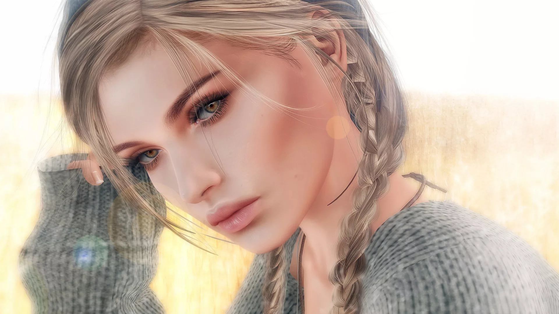 3d Girl Laptop Wallpaper - Blonde Hair Girl Digital Art - HD Wallpaper 
