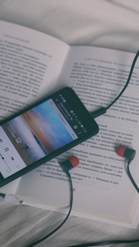 Wallpaper Phone, Headphones, Book - Mobile Book And Headphone - HD Wallpaper 