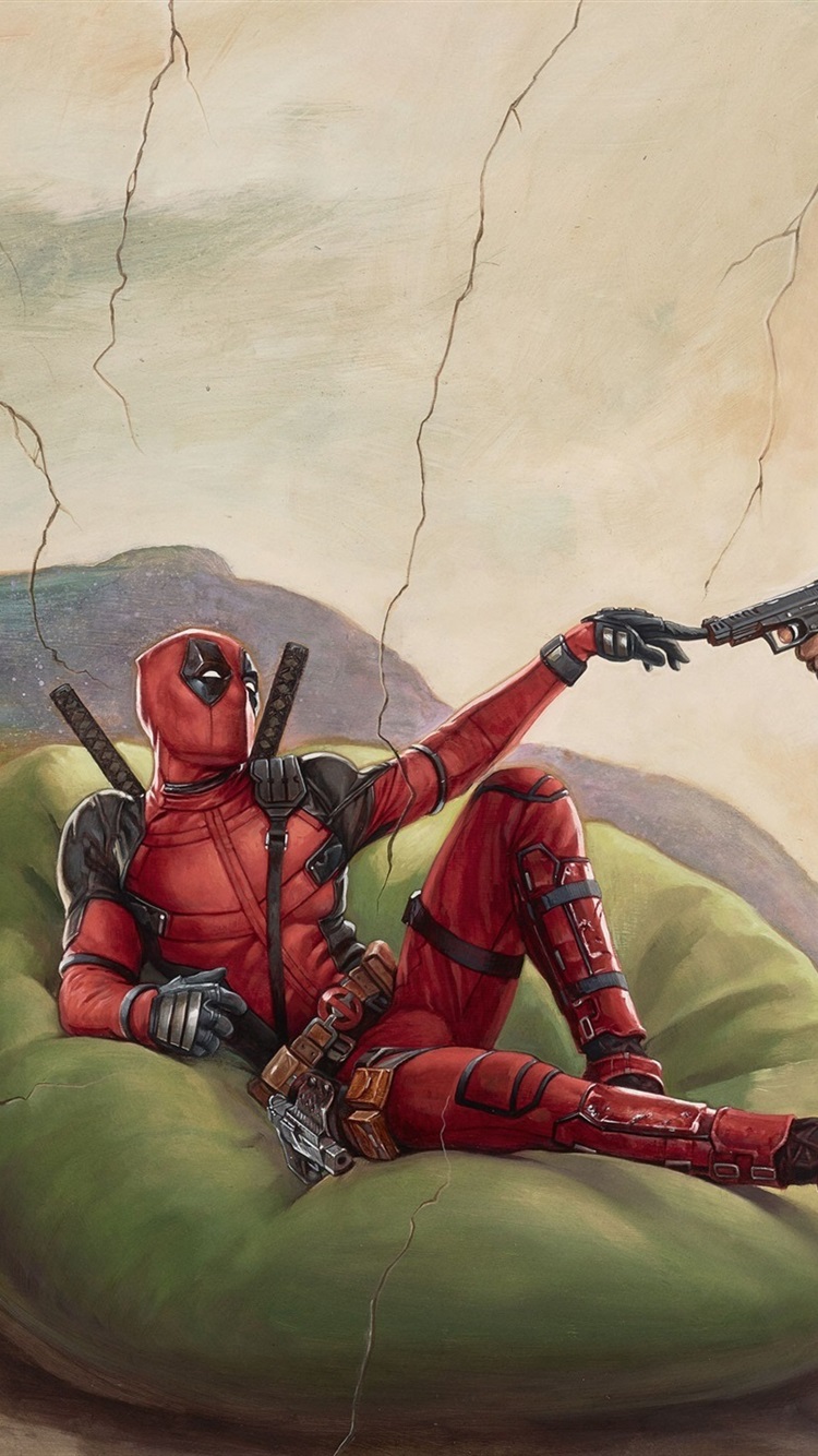 Iphone Wallpaper Deadpool 2, Art Picture - Creation Of Adam Deadpool - HD Wallpaper 