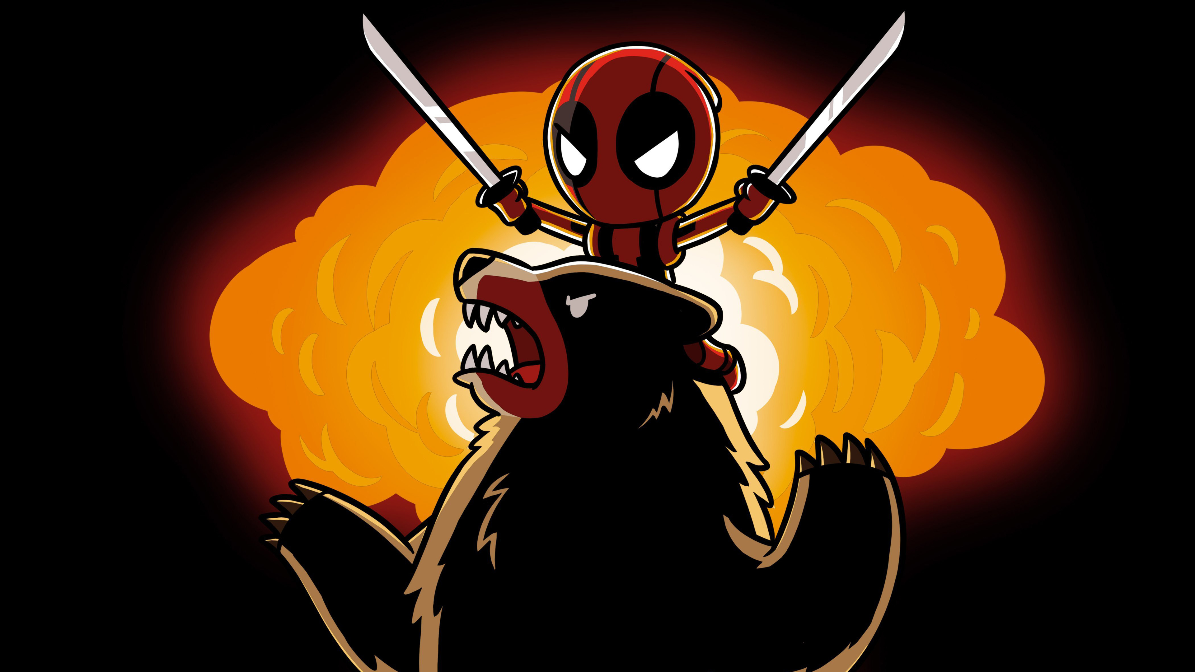 Bear Deadpool 4k - Deadpool Wallpaper Cartoon - HD Wallpaper 