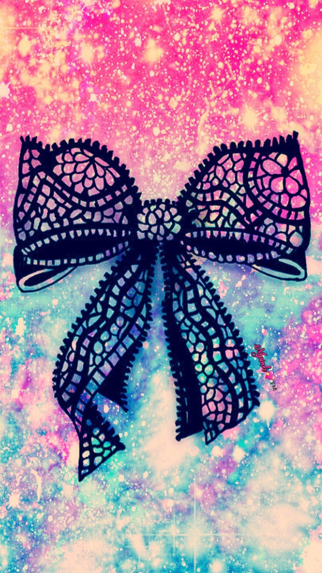 Perfect Bow Galaxy Wallpaper - Lace Bow Tattoos Drawing - HD Wallpaper 