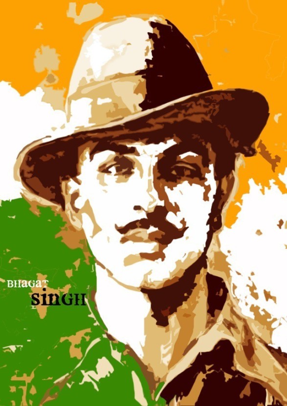 Bhagat Singh Image With Indian Flag - HD Wallpaper 