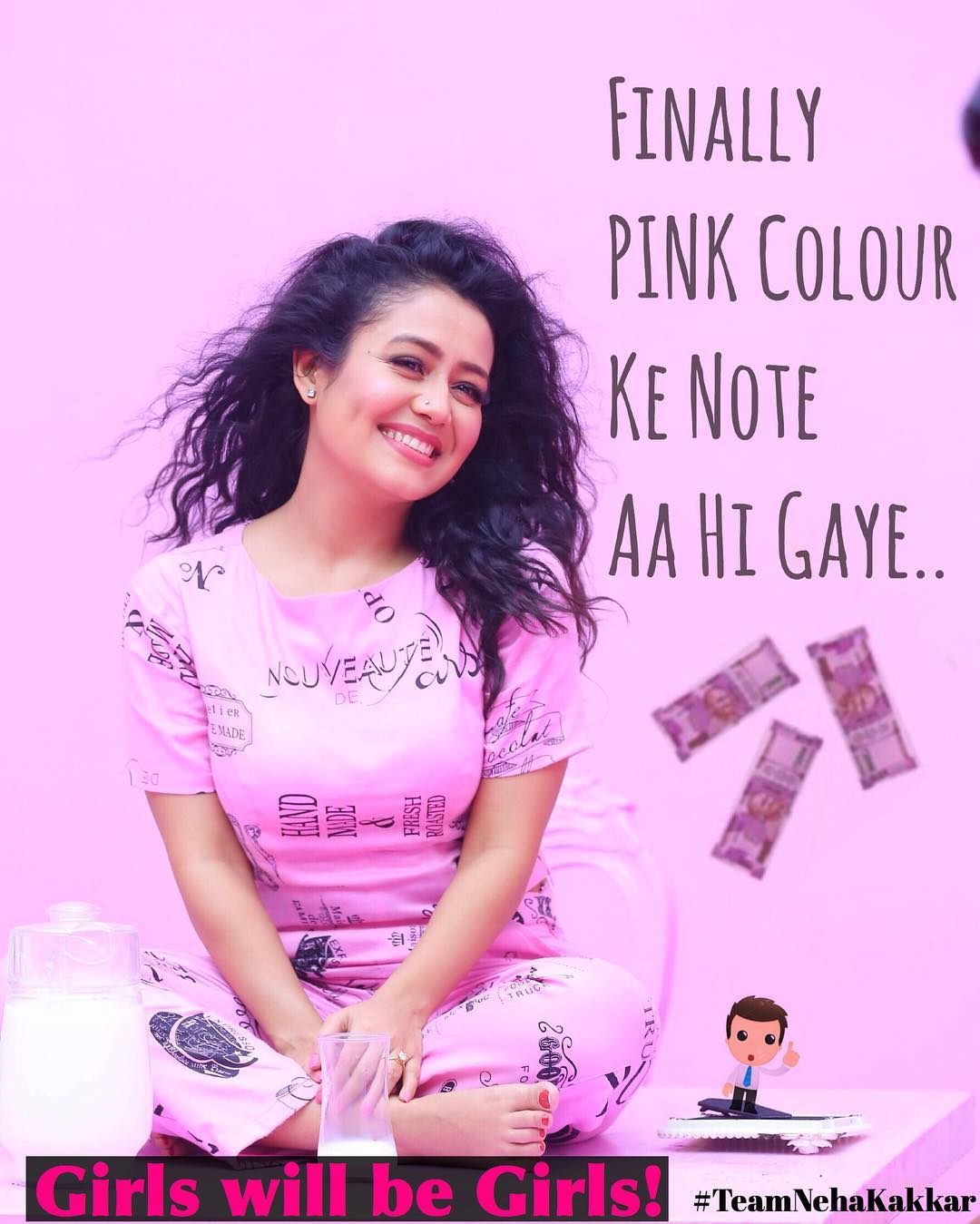 Neha Kakkar Latest Photos In Pink Lovely Dress Pink - Neha Kakkar Night Dress - HD Wallpaper 