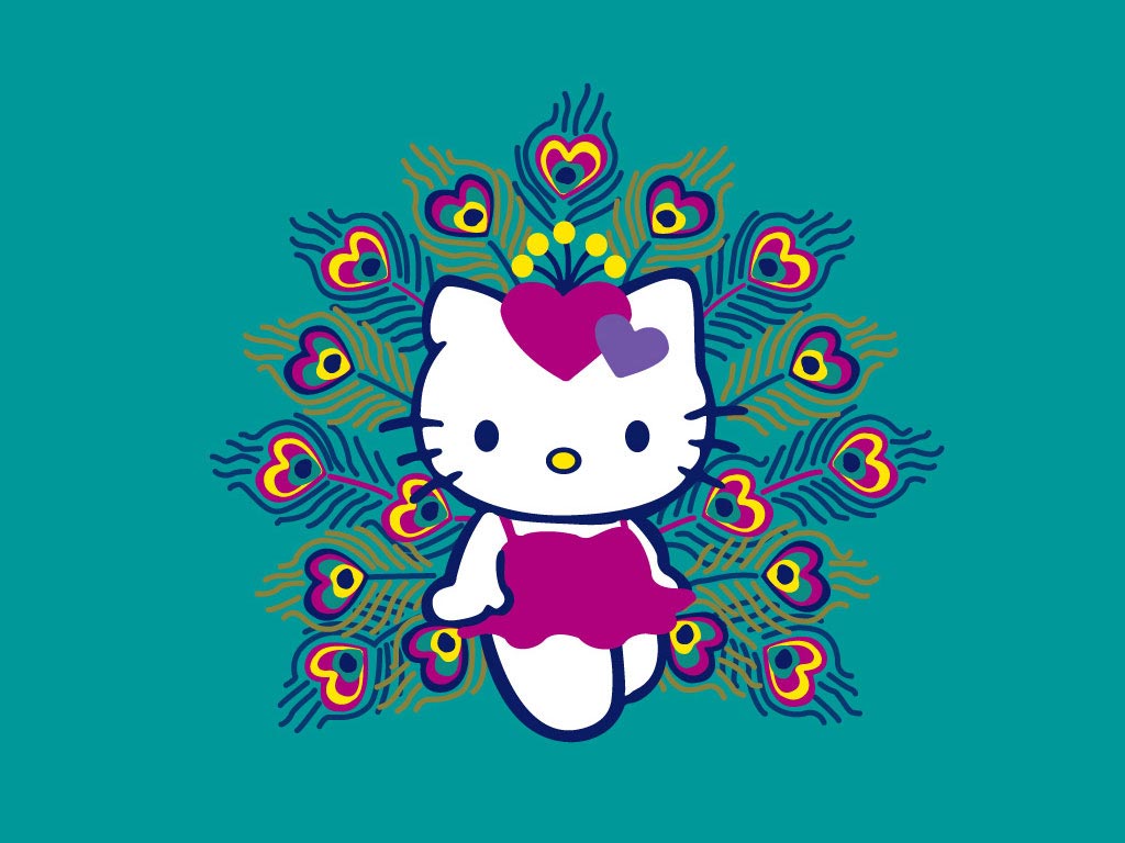 Hello Kitty Peacock - HD Wallpaper 