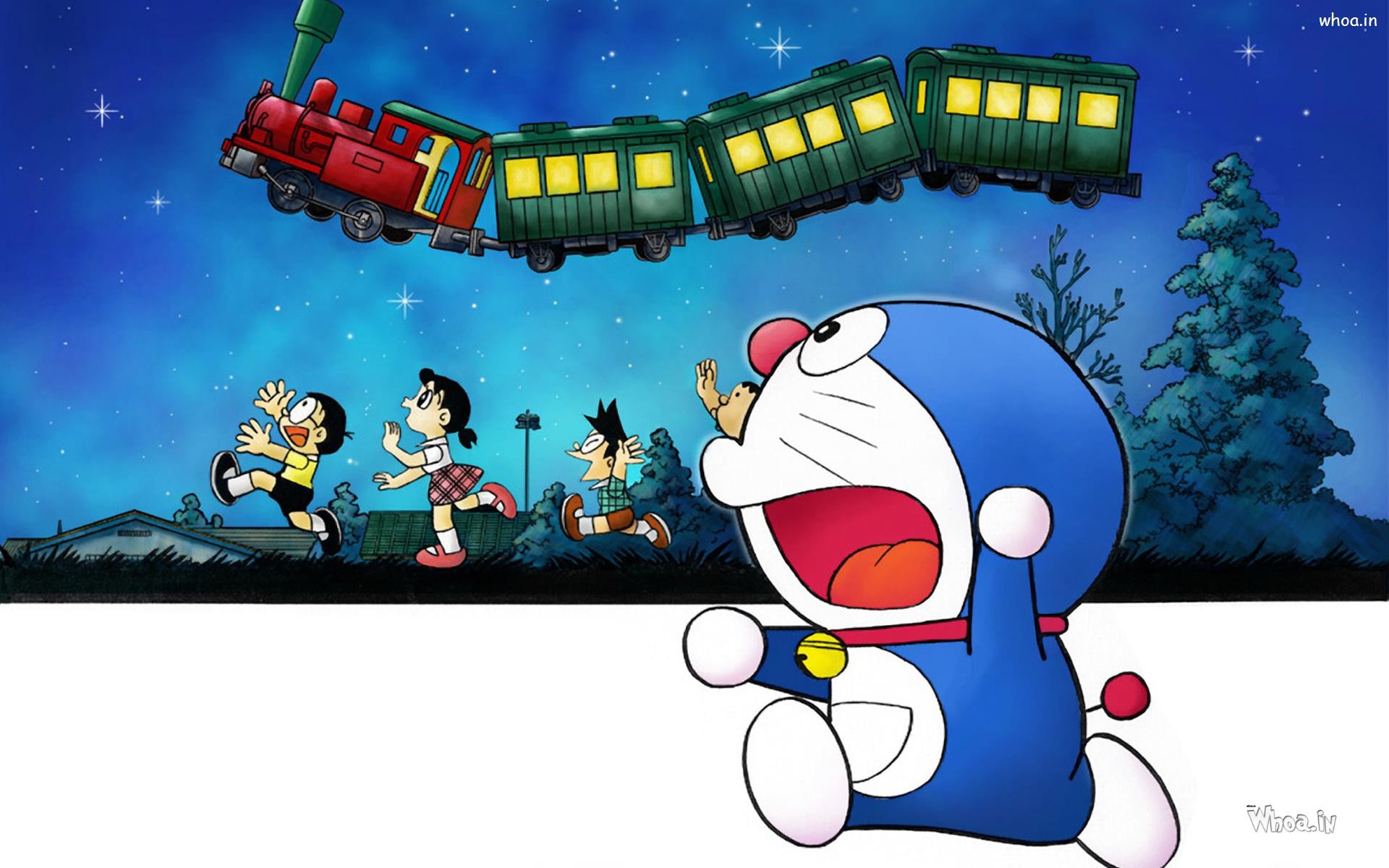 Download 
 Data Src Doraemon 3d Wallpaper 2018 Desktop - Doraemon Flying Train - HD Wallpaper 