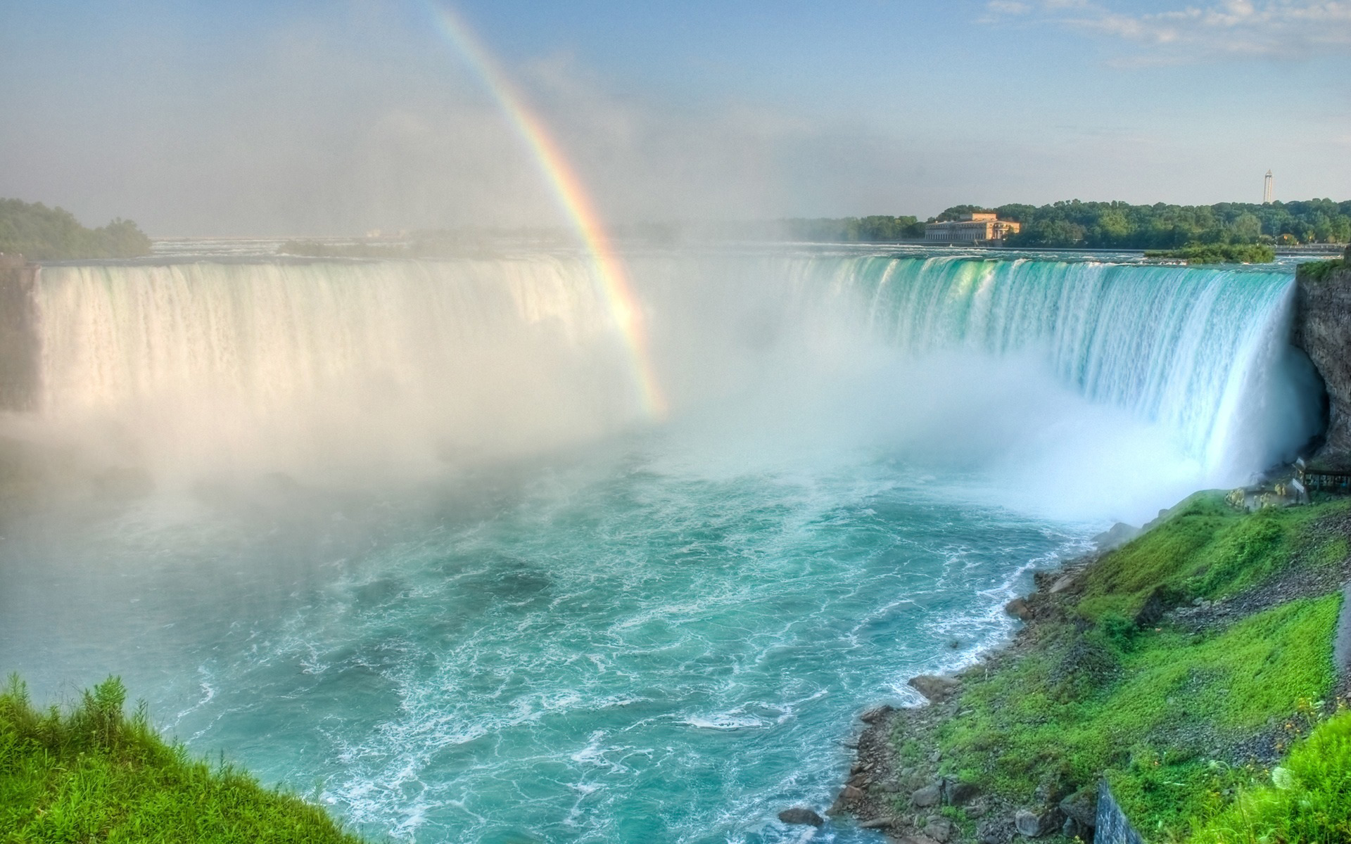 Download Wallpaper Rainbow In The Waterfall - Chute Du Niagara Usa - HD Wallpaper 