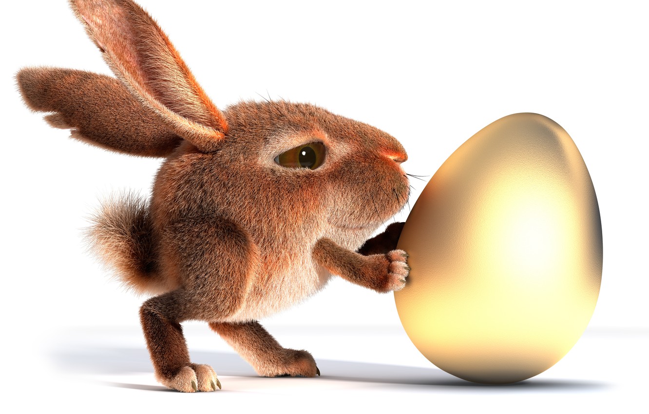 Photo Wallpaper Background, Widescreen, Wallpaper, - Easter Bunny With Golden Egg - HD Wallpaper 