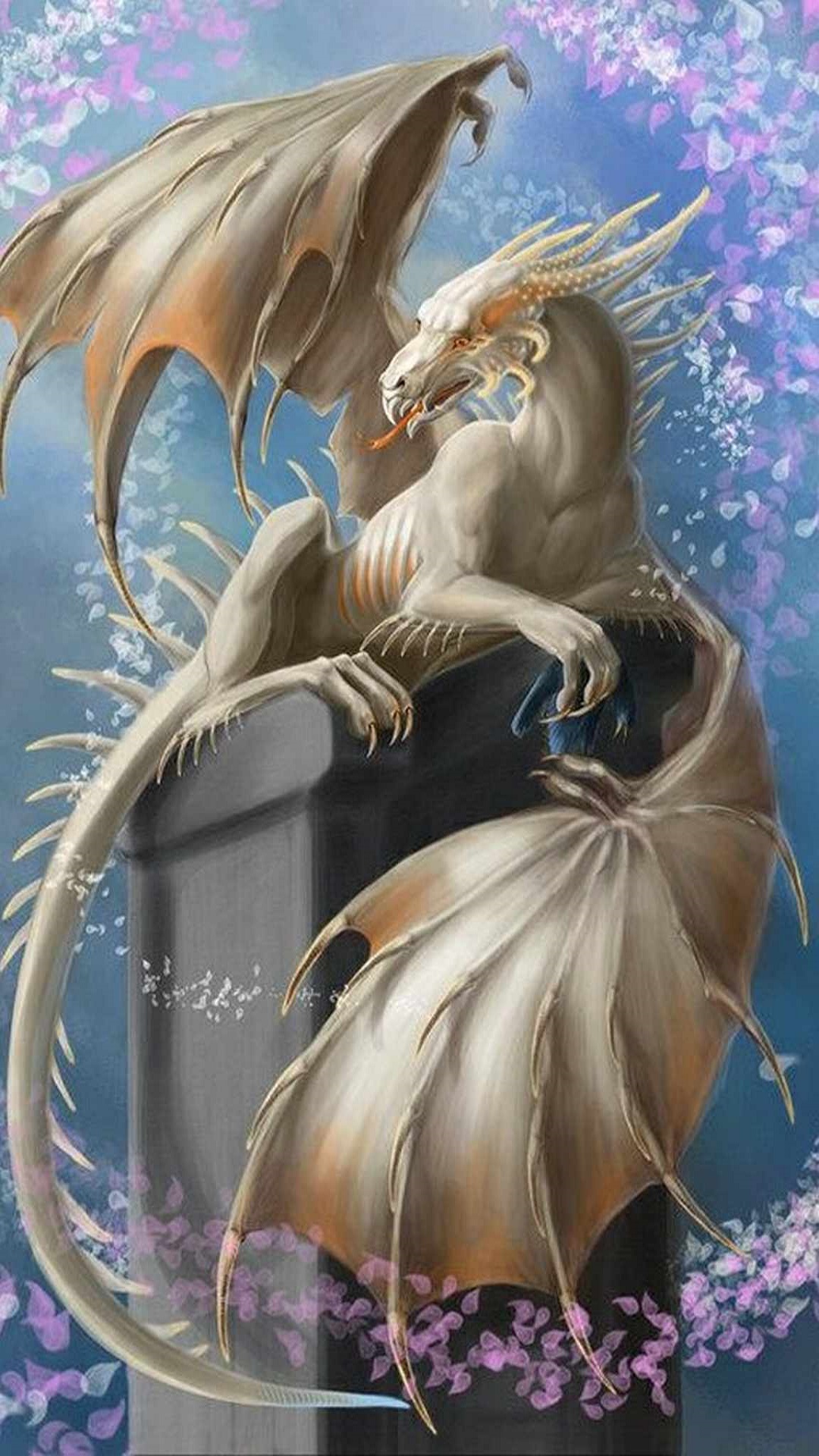 Dragon Wallpaper S11 73 - Mythical Fantasy White Dragons - HD Wallpaper 