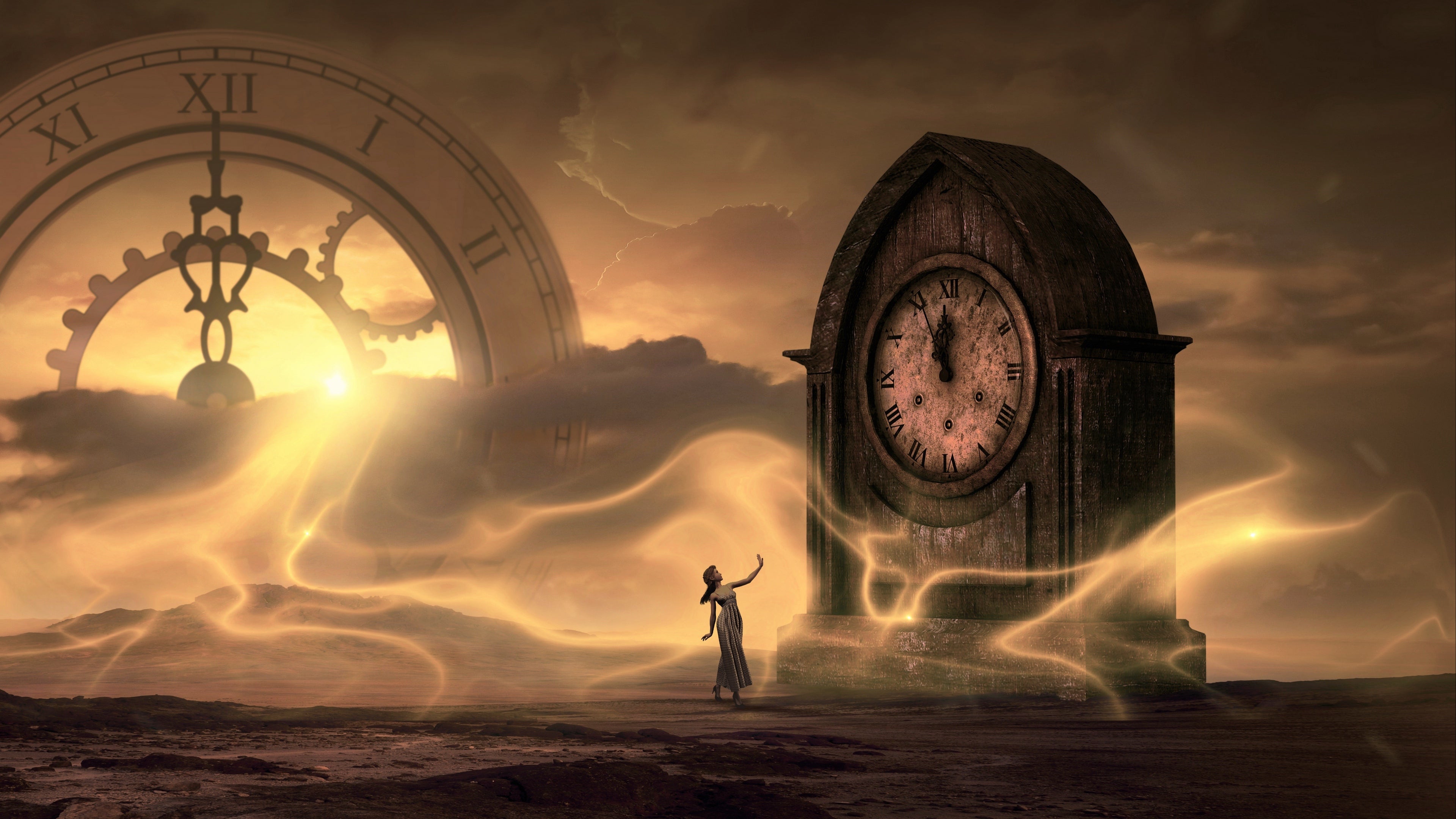 Fantasy Clock Wallpaper - Fantasy Clock - HD Wallpaper 