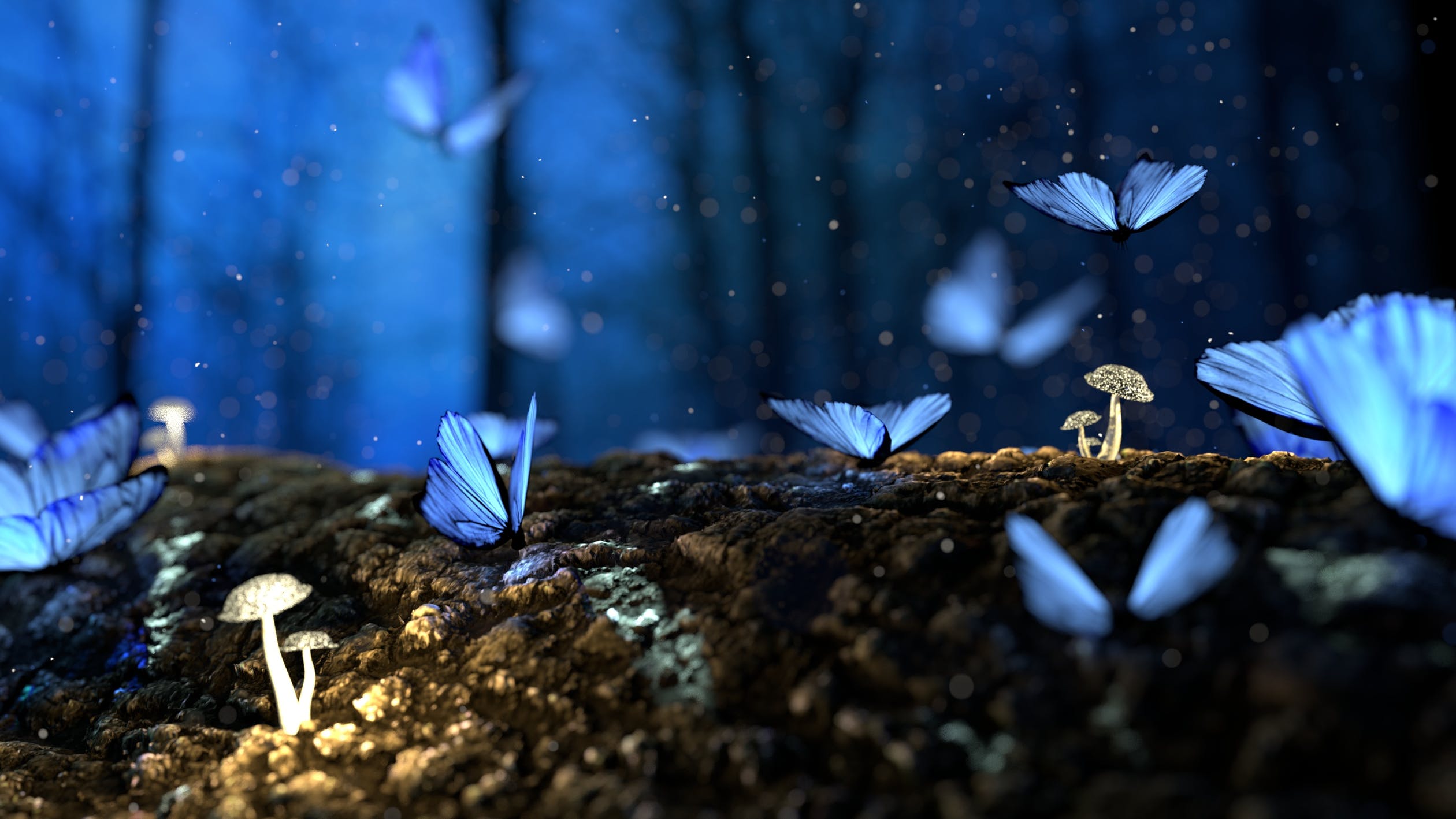 Butterflies Fantasy Wallpaper - Hd Wallpaper Blue Butterfly - HD Wallpaper 