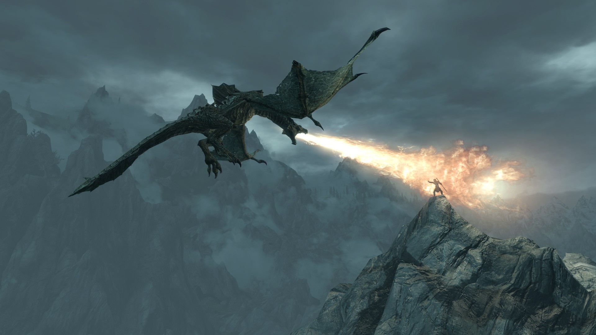 Skyrim Dragon Wallpaper Hd - HD Wallpaper 