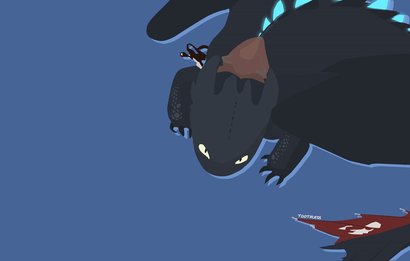 Photo Wallpaper Toothless, Minimalism, How To Train - Train Your Dragon Wallpaper Minimalist - HD Wallpaper 