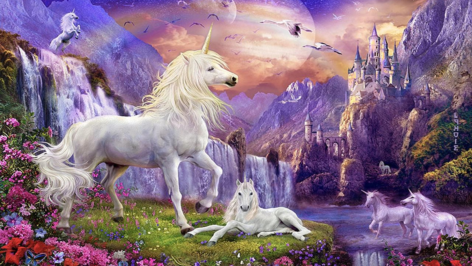 Unicorn In The Mountains - HD Wallpaper 