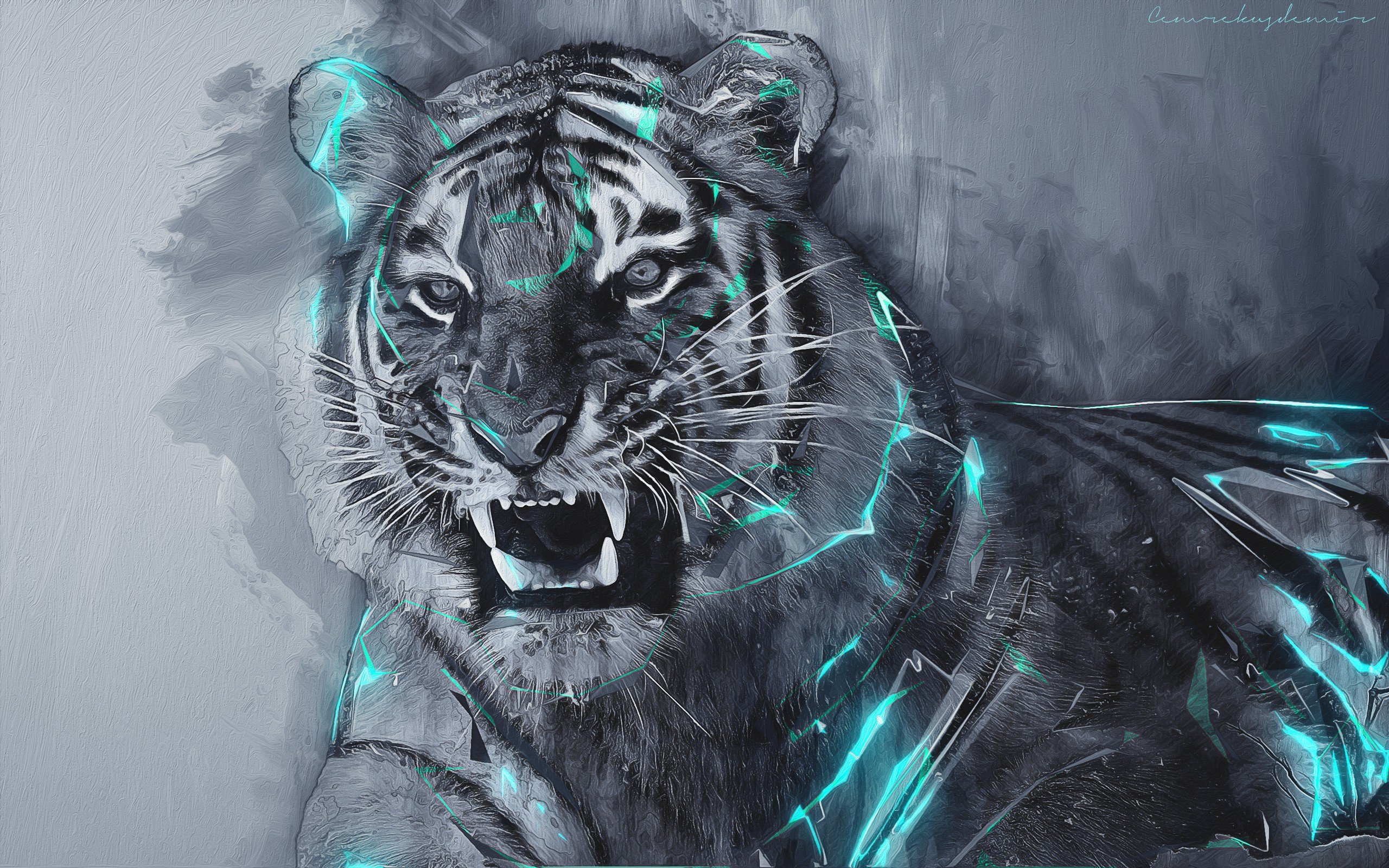 Free Download Tiger Fantasy Wallpaper Id - Tiger Lightning - HD Wallpaper 