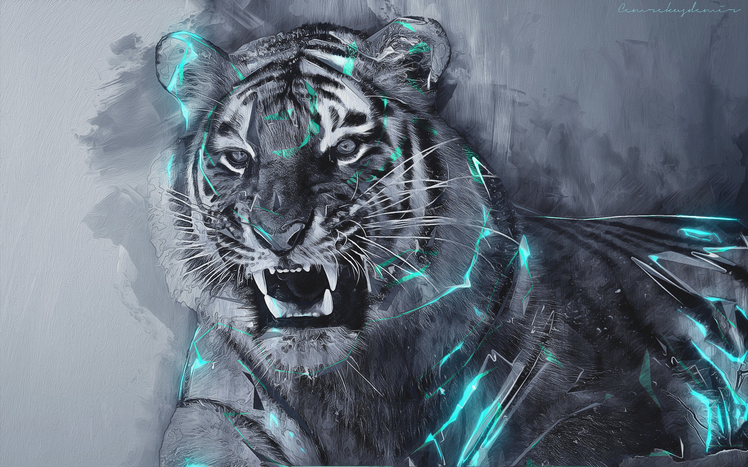 Free Download Tiger Fantasy Wallpaper Id - Tiger Lightning - HD Wallpaper 