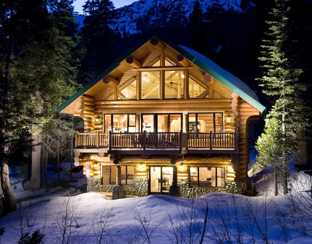 Winter Cabins In Colorado Log Cabin In Winter 1055x827 Wallpaper