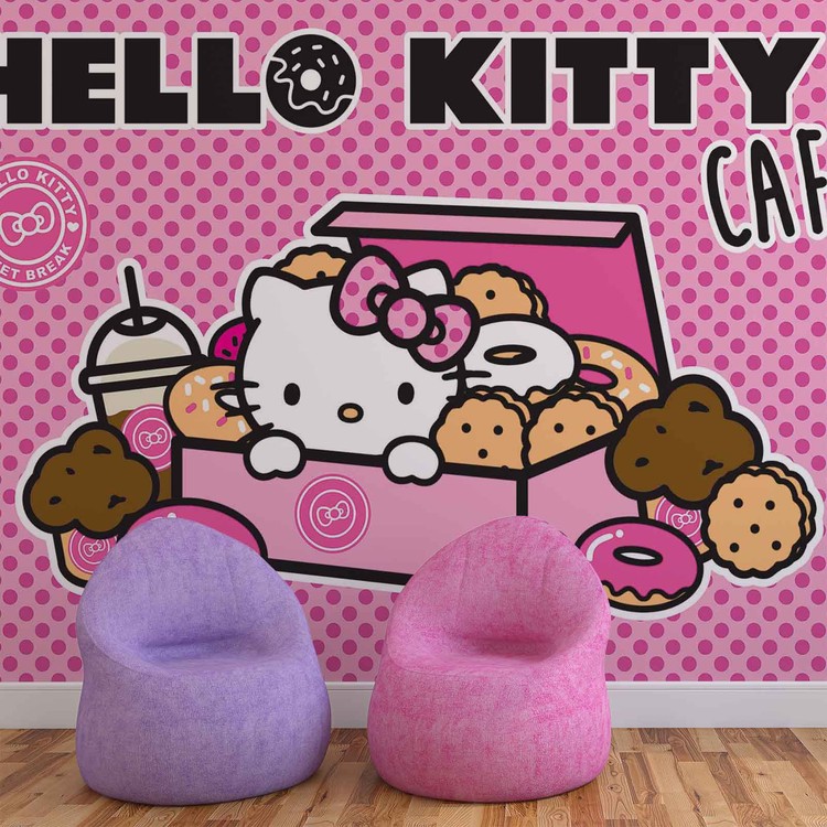Hello Kitty Wallpaper Mural - Hello Kitty Cafe Drawings - HD Wallpaper 