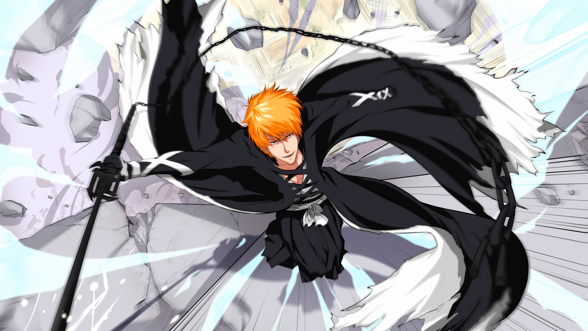 Kurosaki Ichigo Bankai Shinigami Bleach Wallpaper - Bankai Ichigo Kurosaki - HD Wallpaper 