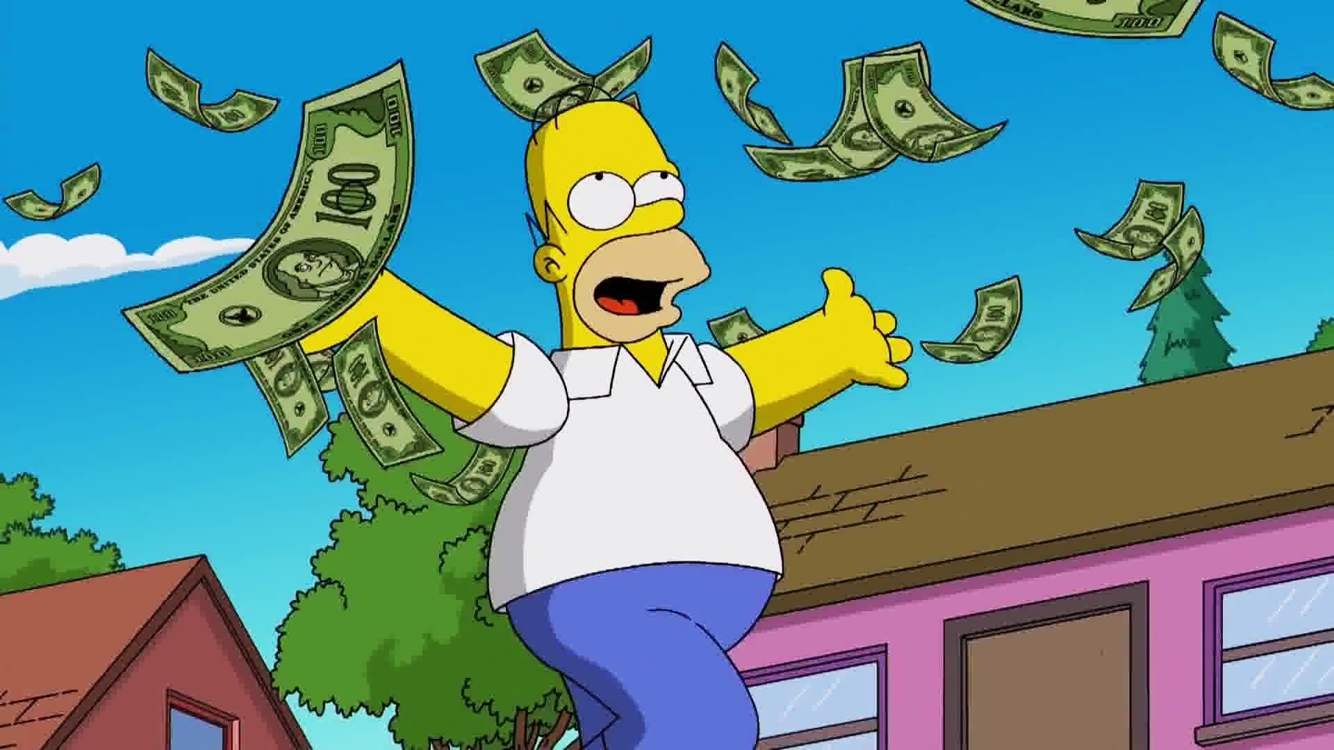Funny Simpson Wallpapers Wallpaper 
 Data-src - Homer Simpson Raining Money - HD Wallpaper 