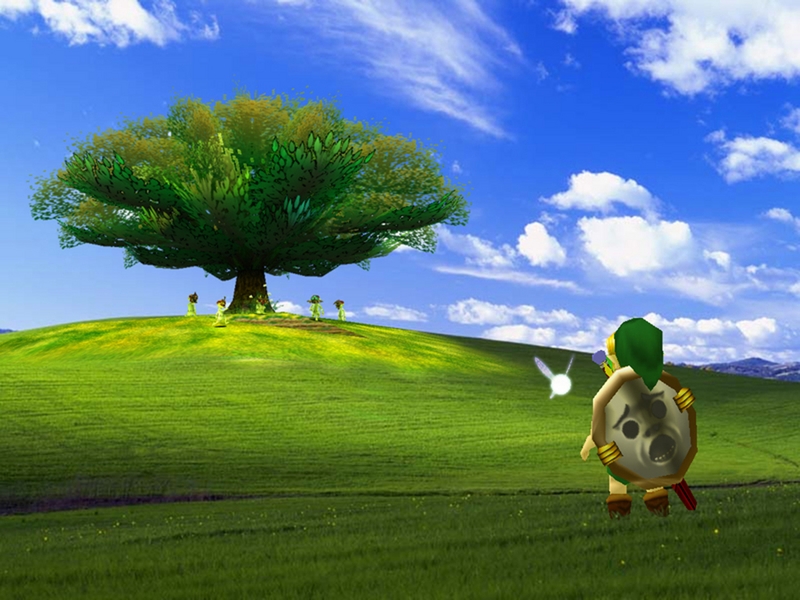 Bliss Grassland Sky Green Nature Tree Ecosystem Woody - Windows Xp Wallpaper Zelda - HD Wallpaper 