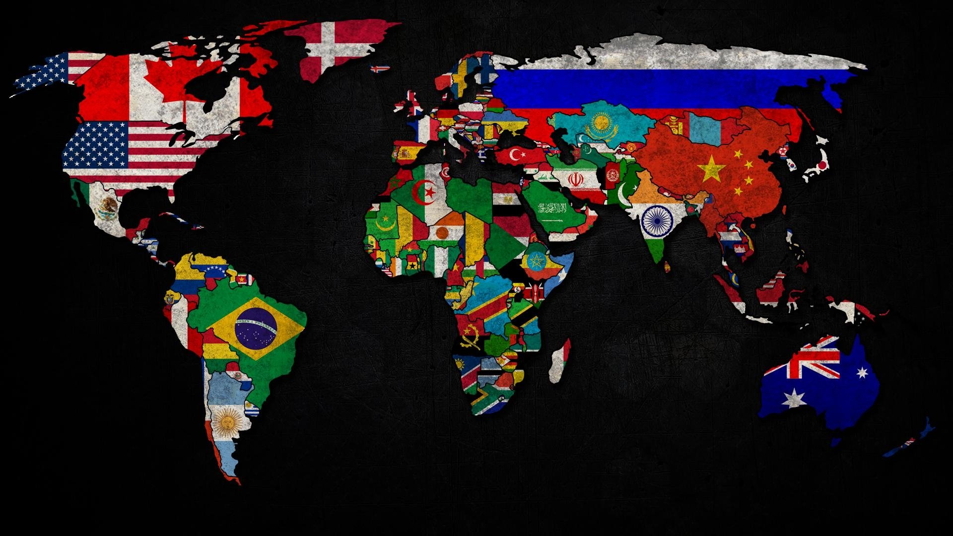 World Map With Flags - HD Wallpaper 