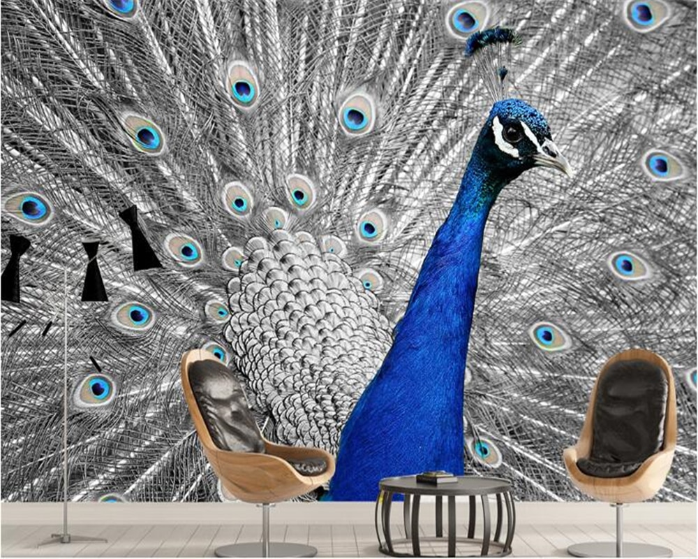 Blue Peacock - HD Wallpaper 