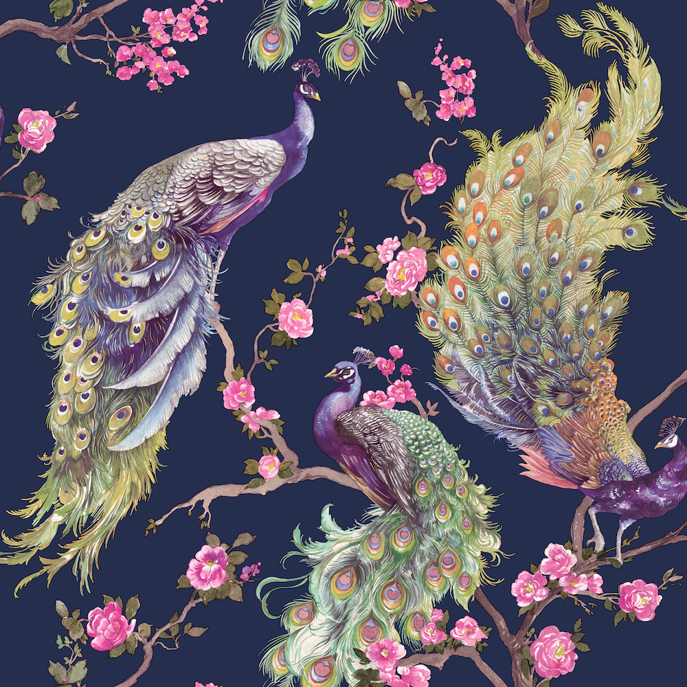 Holden Decor Sana Navy Peacock Wallpaper - Sana Navy - HD Wallpaper 