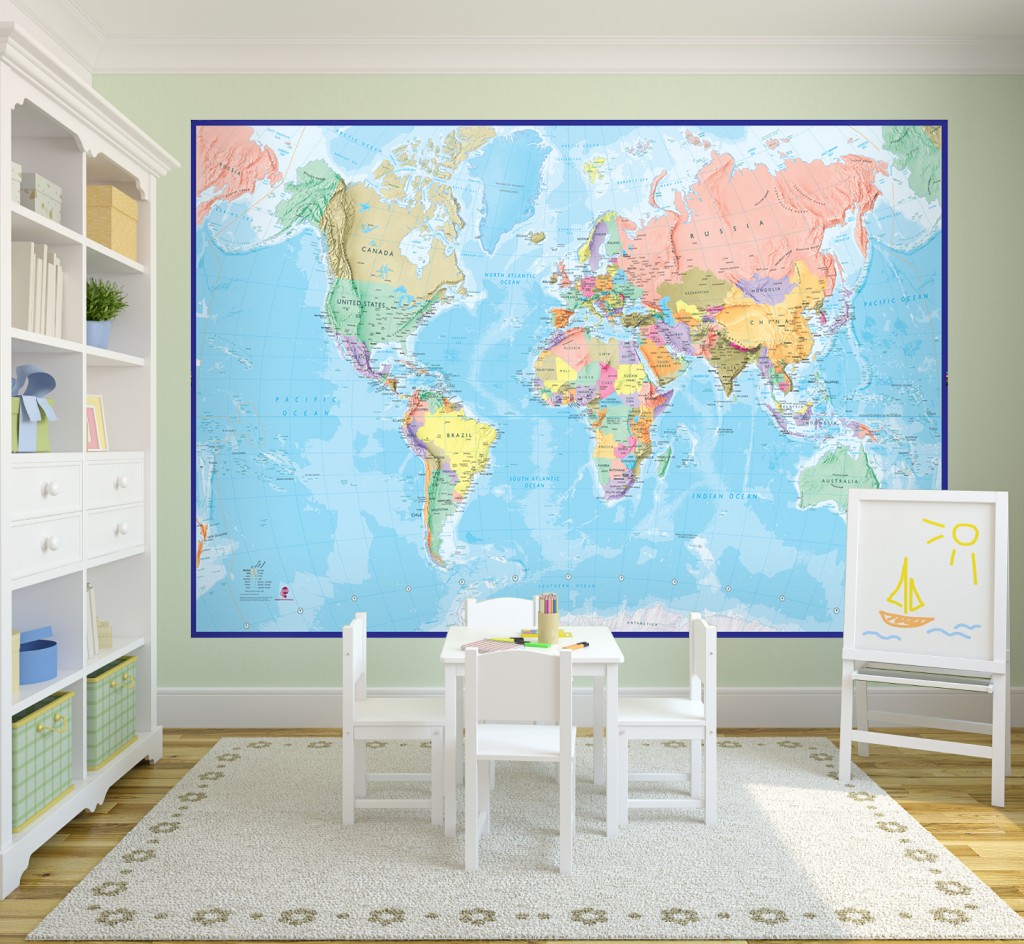 Giant World Map Mural - World Map In Room - HD Wallpaper 
