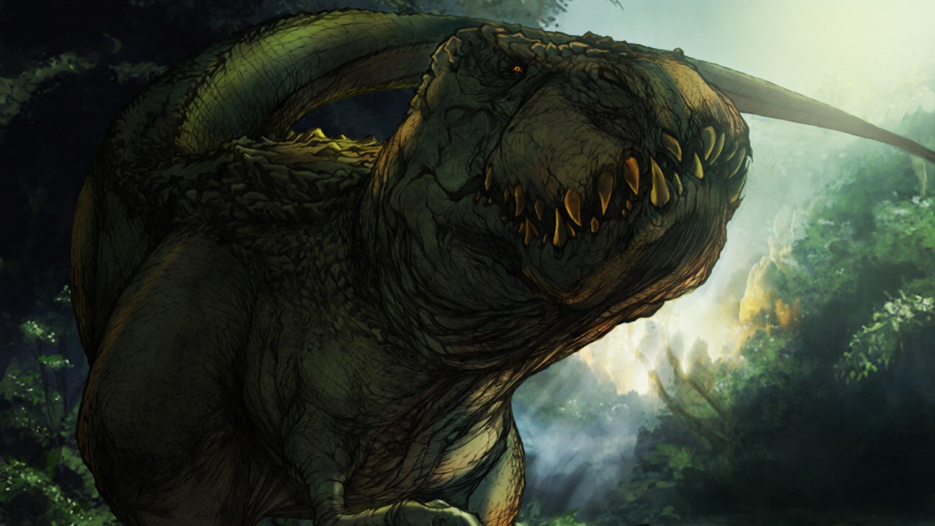 Awesome Dinosaur Free Wallpaper Id - T Rex Art - HD Wallpaper 