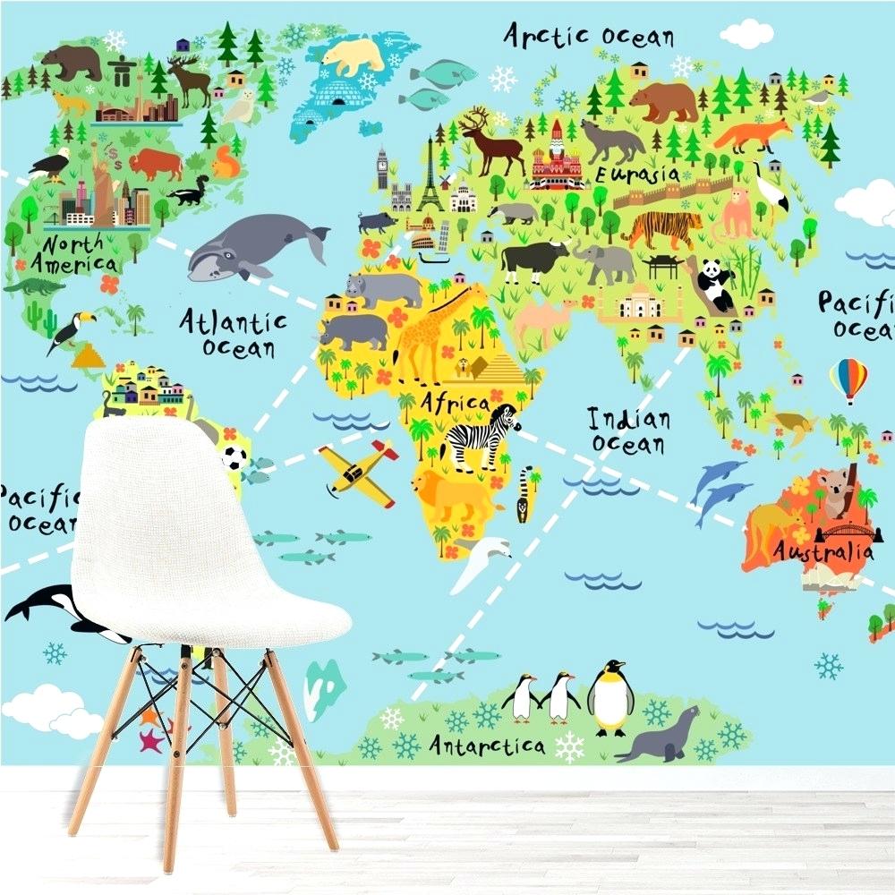 Wallpaper World Maps Animal World Map Wall Mural Wallpaper - Map Of World With Animals - HD Wallpaper 