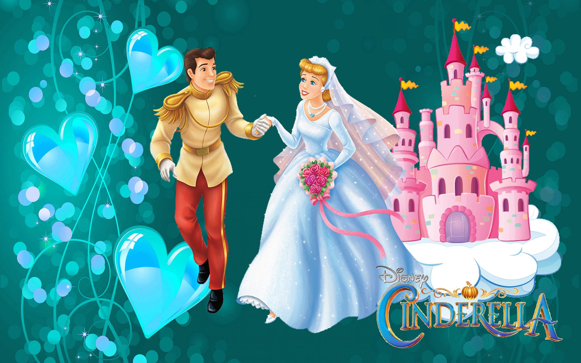 Cinderella Cartoon With Prince - HD Wallpaper 