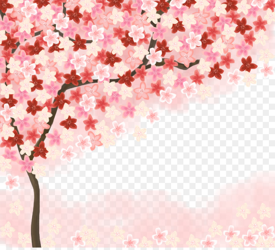 Paper Cherry Blossom Wallpaper - Cherry Blossom Painting Png - HD Wallpaper 