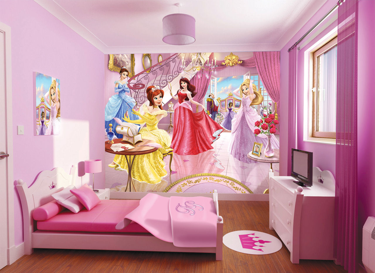 Disney Princess Wallpaper - Kids Princess Room - HD Wallpaper 