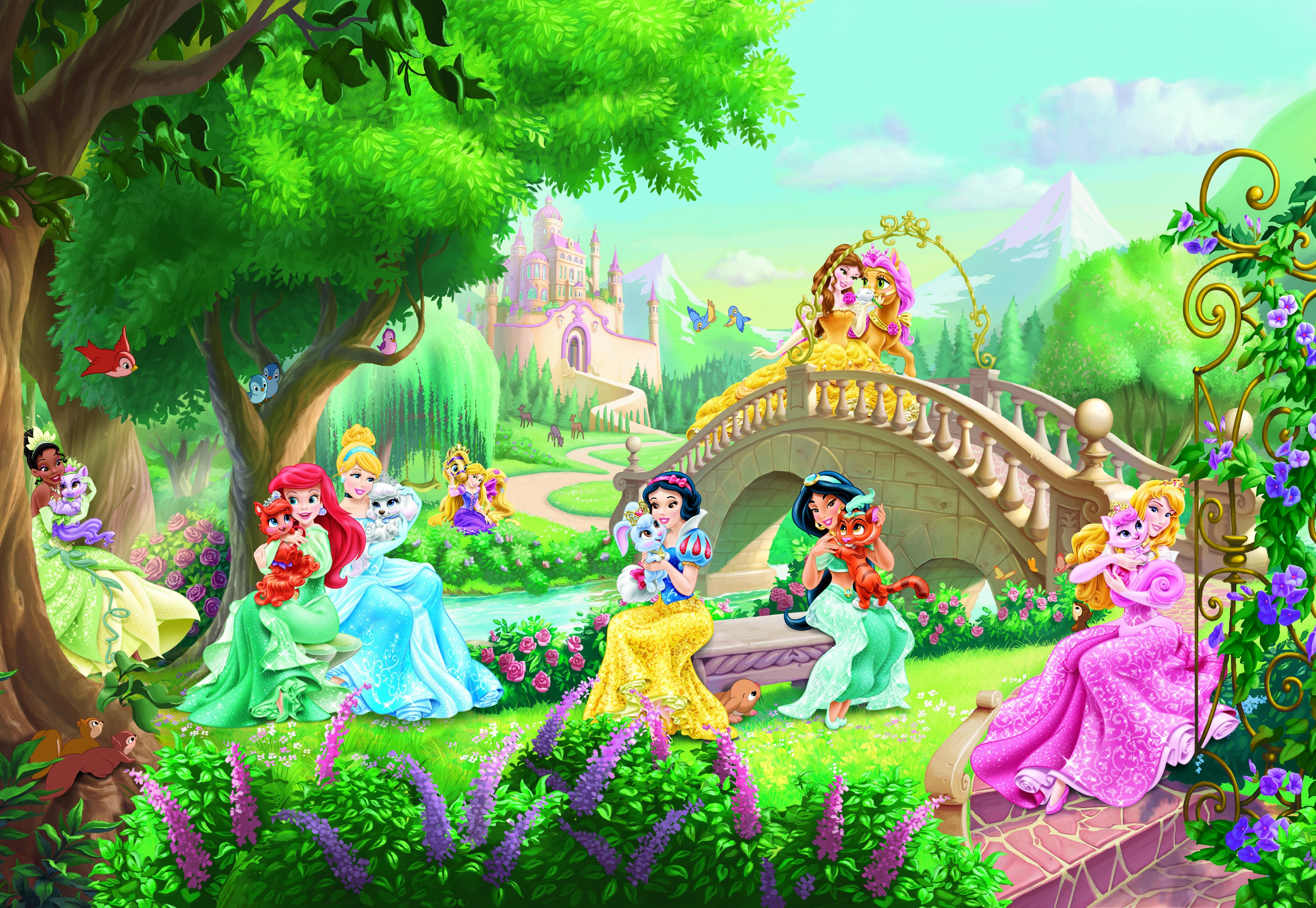 Disney Princess Wallpaper Murals Wallpapersafari Avec - Disney Princess Palace Pets - HD Wallpaper 