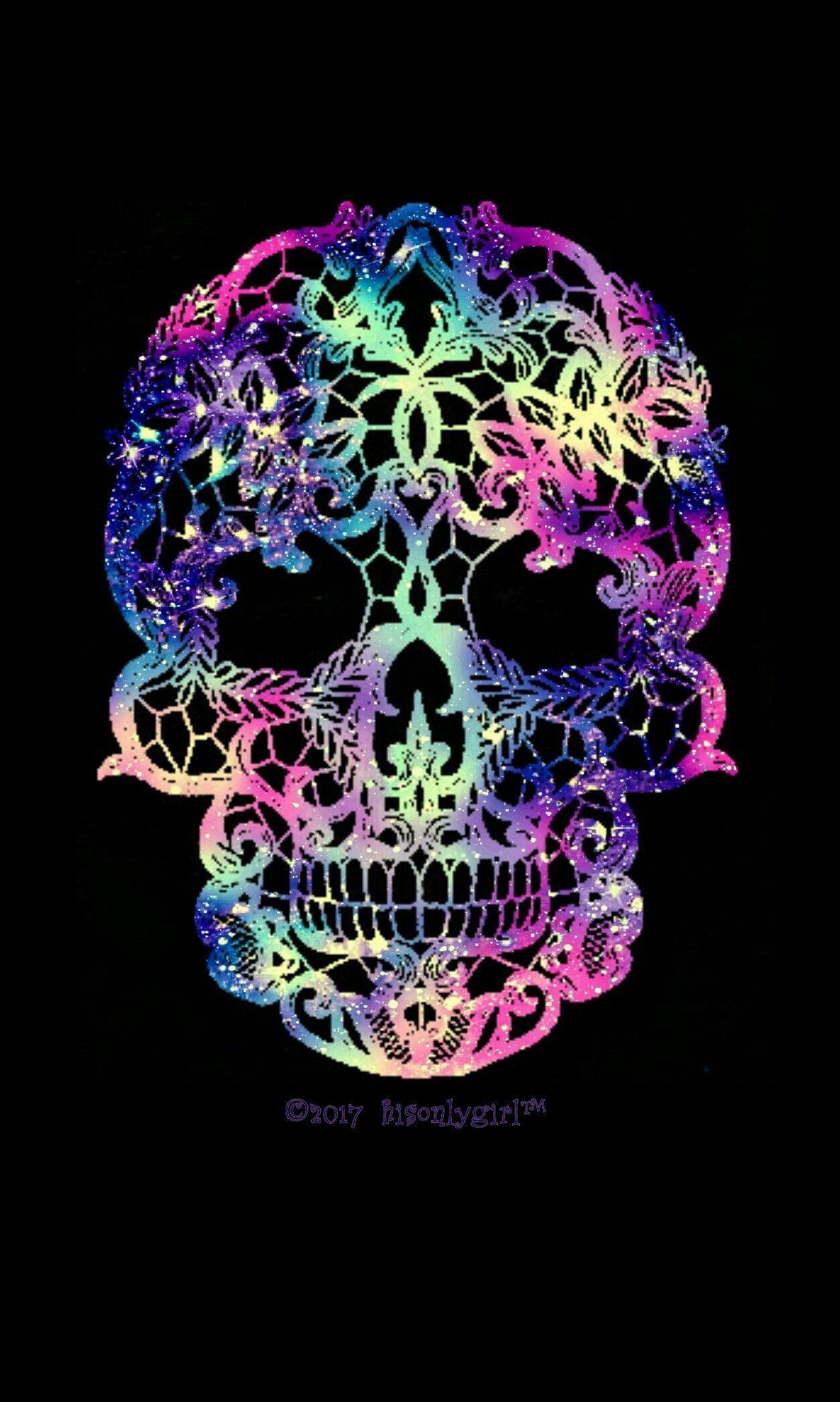 1253x2090, Girly Skull Galaxy Wallpaper I Created For - Skull Lace Applique - HD Wallpaper 