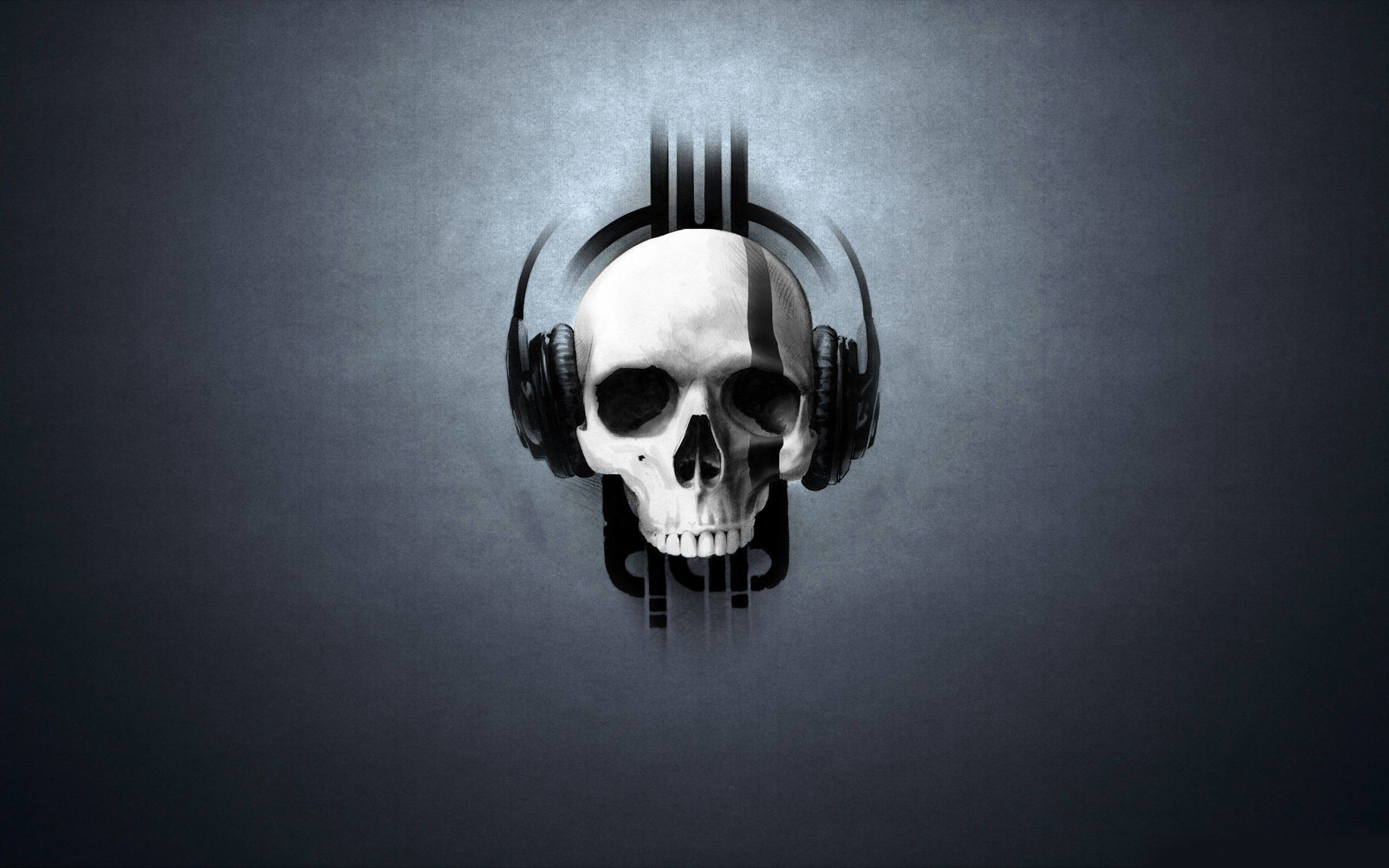 3d - Skull With Headphones - HD Wallpaper 