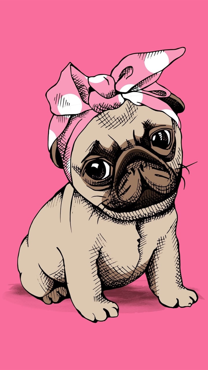 Dog, Wallpaper, And Pink Image - Love Pug - HD Wallpaper 