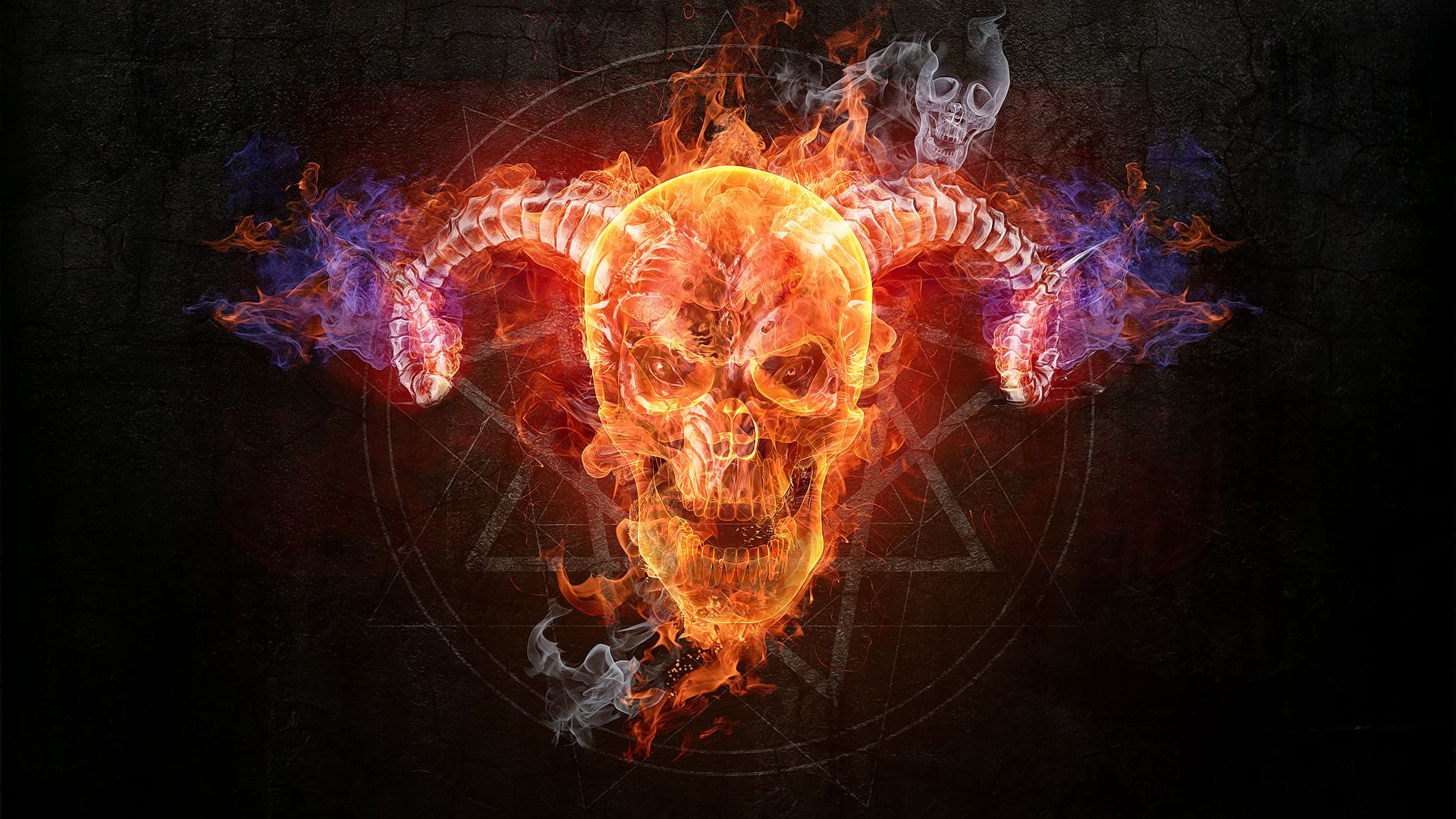 Flaming Skull - HD Wallpaper 