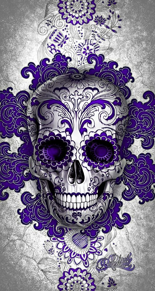 Digoil Renowned Floral Sugar Skull Purple Sugar Skulls - Sugar Skull Wallpaper Iphone - HD Wallpaper 