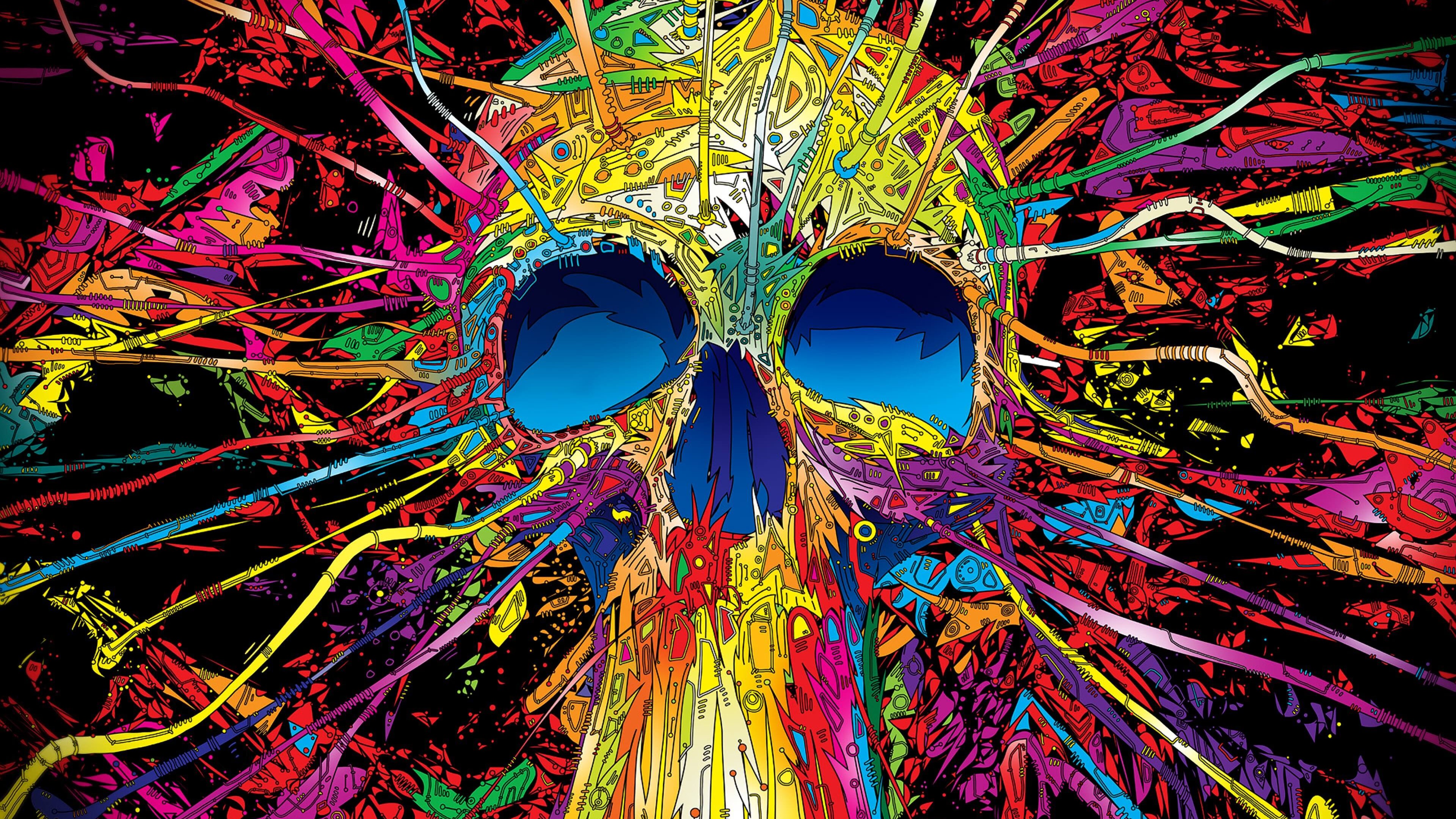 Psychedelic Skull Wallpaper - Funky Wallpaper Hd - HD Wallpaper 