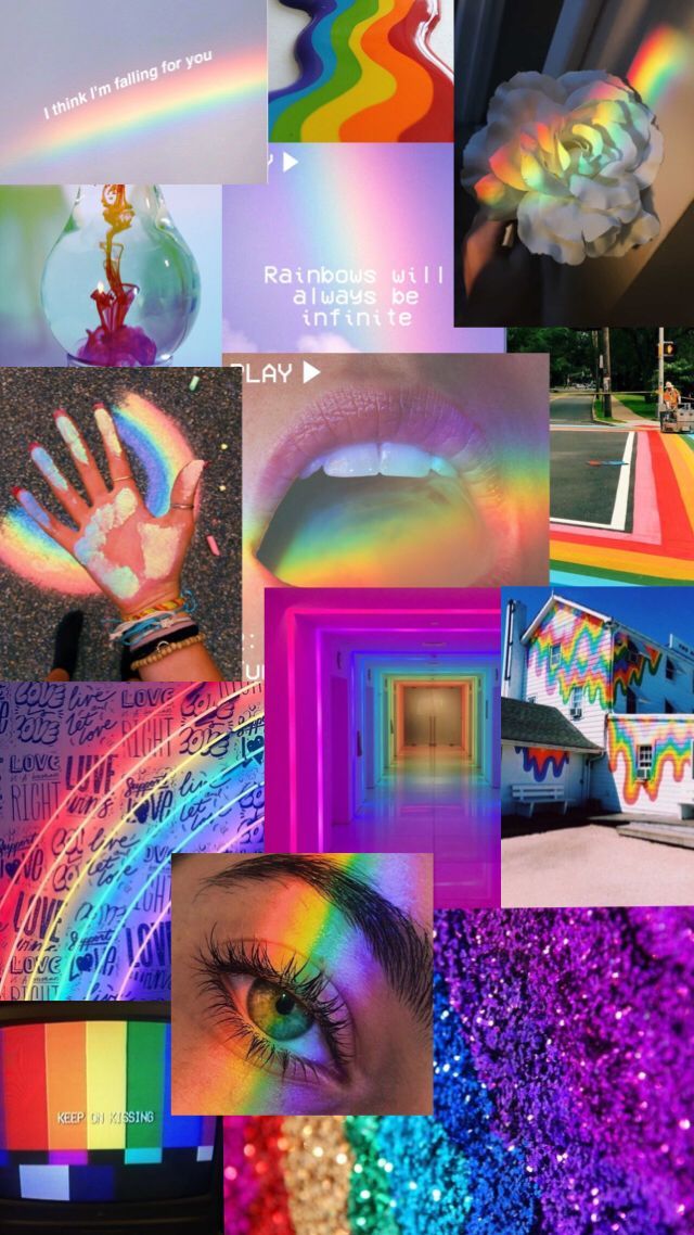 Rainbow Aesthetic Wallpaper - Rainbow Aesthetic Collage - 640x1138 Wallpaper  