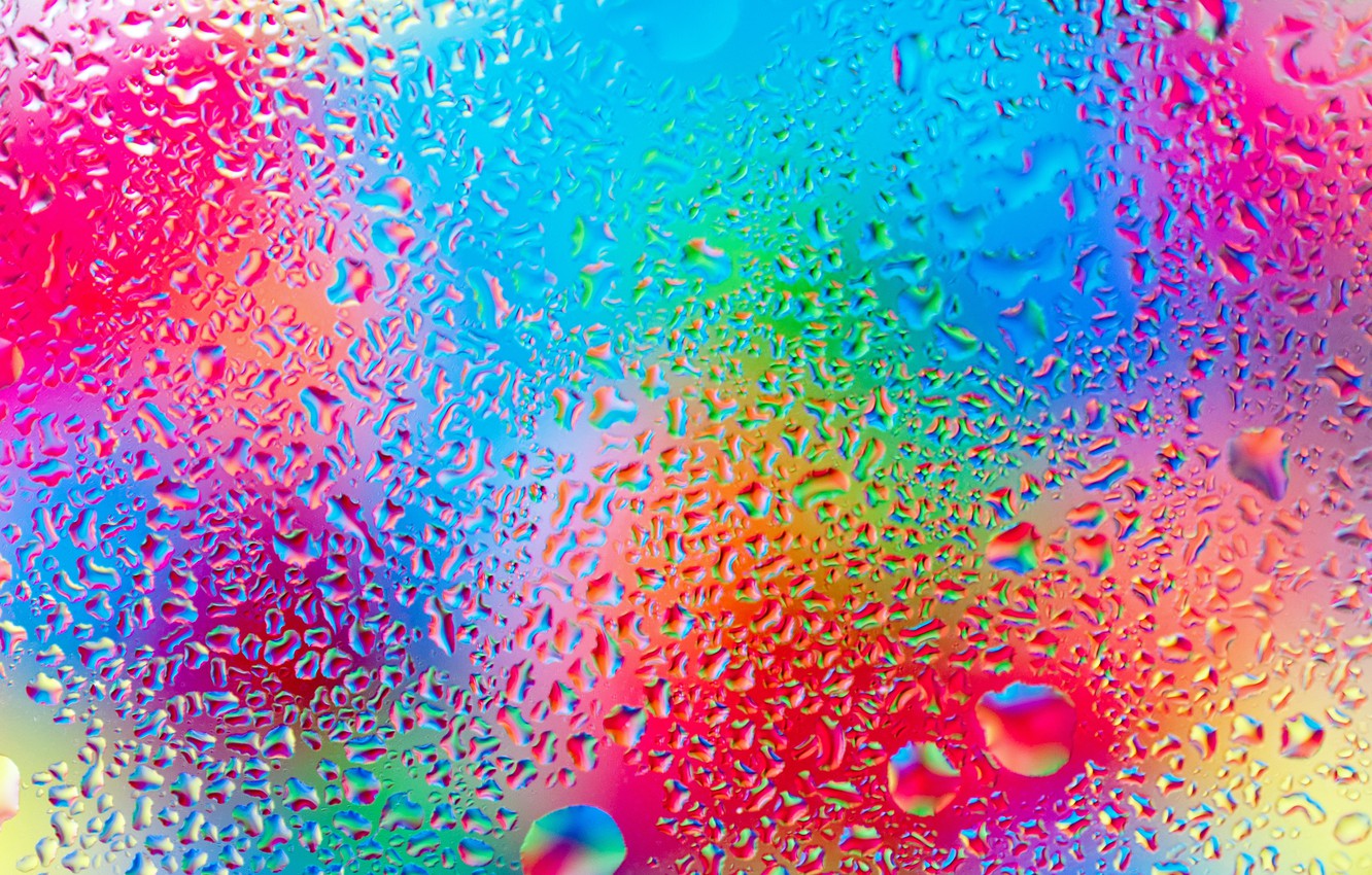 Photo Wallpaper Glass, Water, Drops, Colorful, Rainbow, - Rainbow Wallpaper For Ipad - HD Wallpaper 