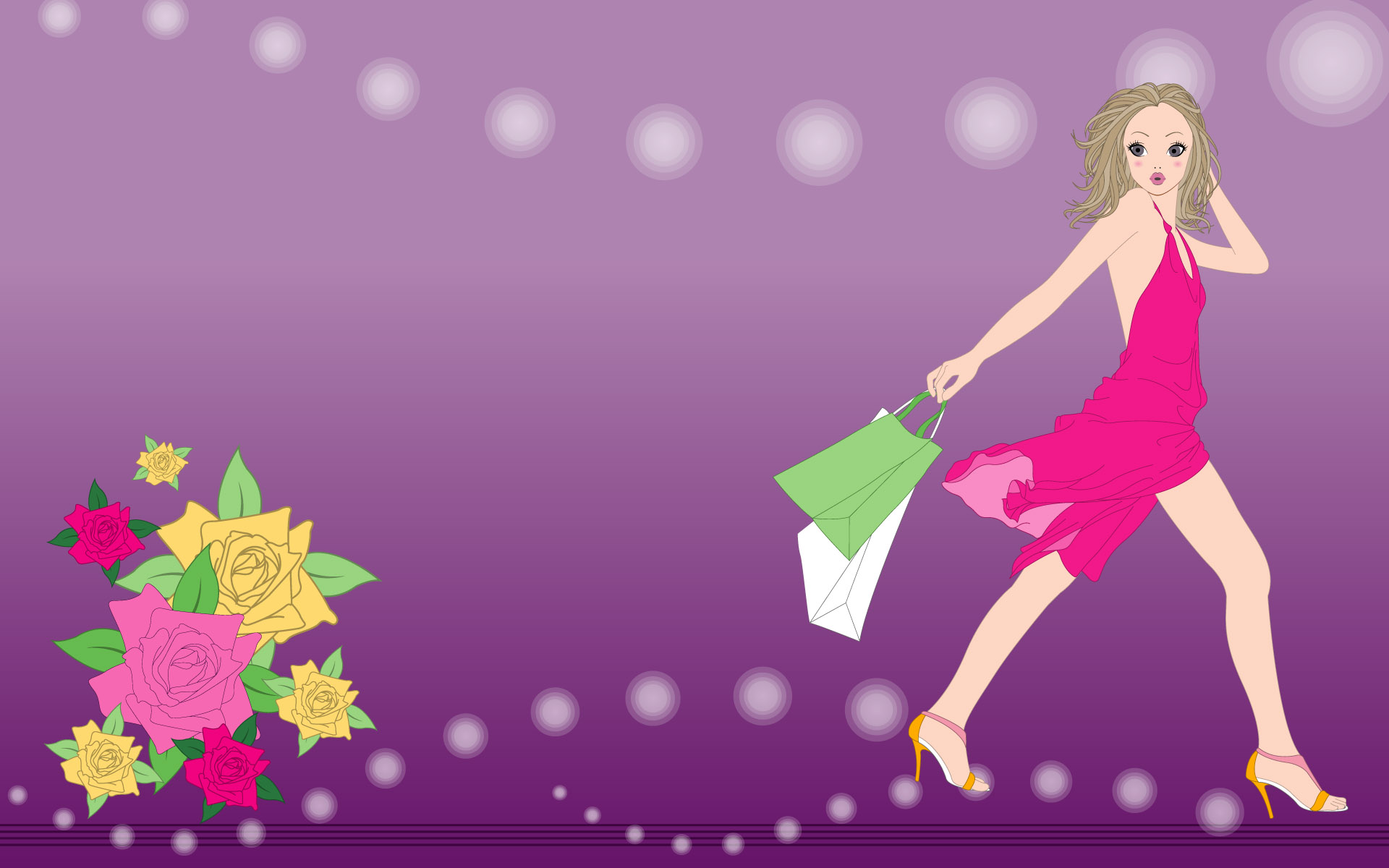 Fashion Women Wallpaper - Shopping Vector - HD Wallpaper 