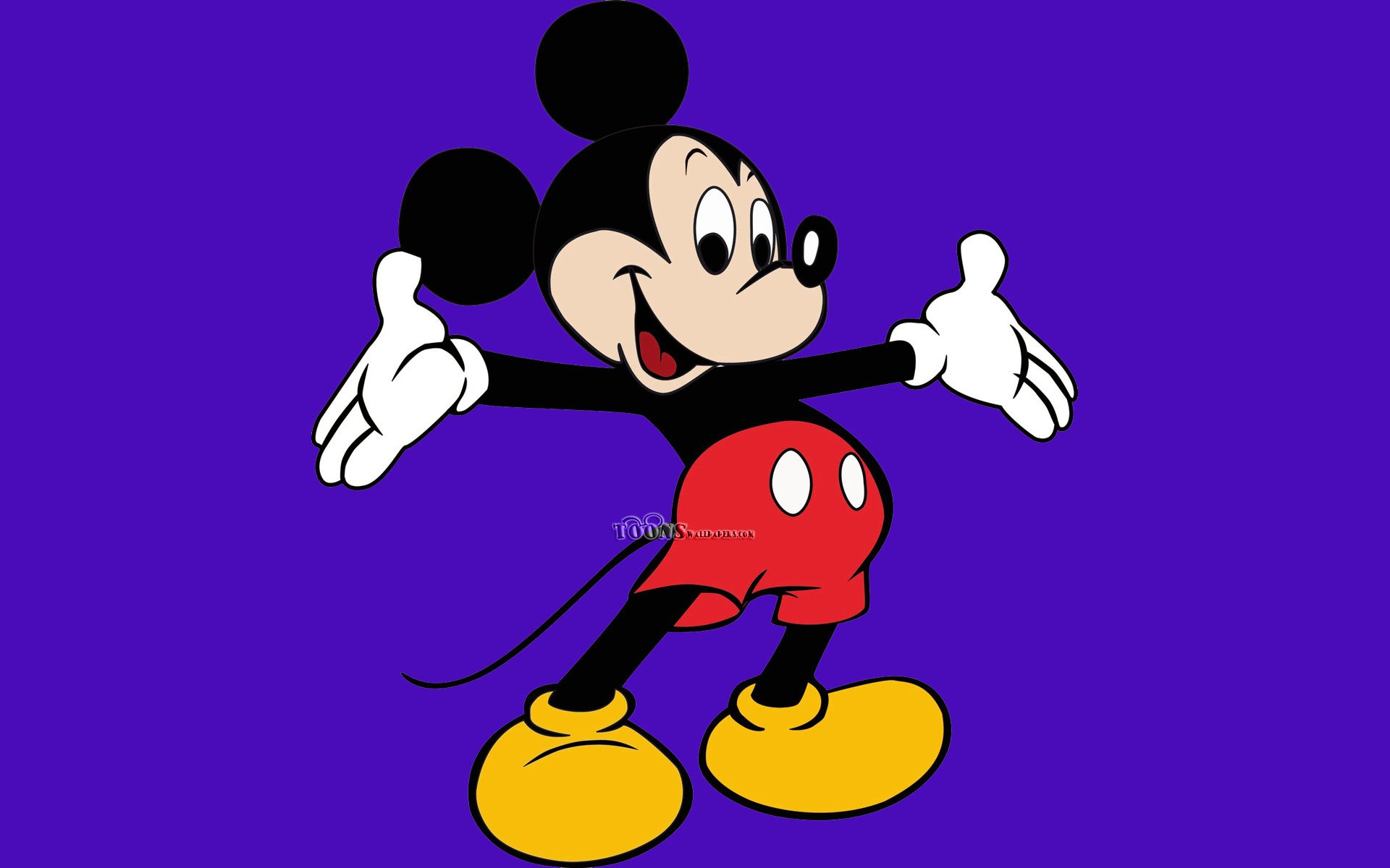 Mickey Mouse With Purple Background - HD Wallpaper 