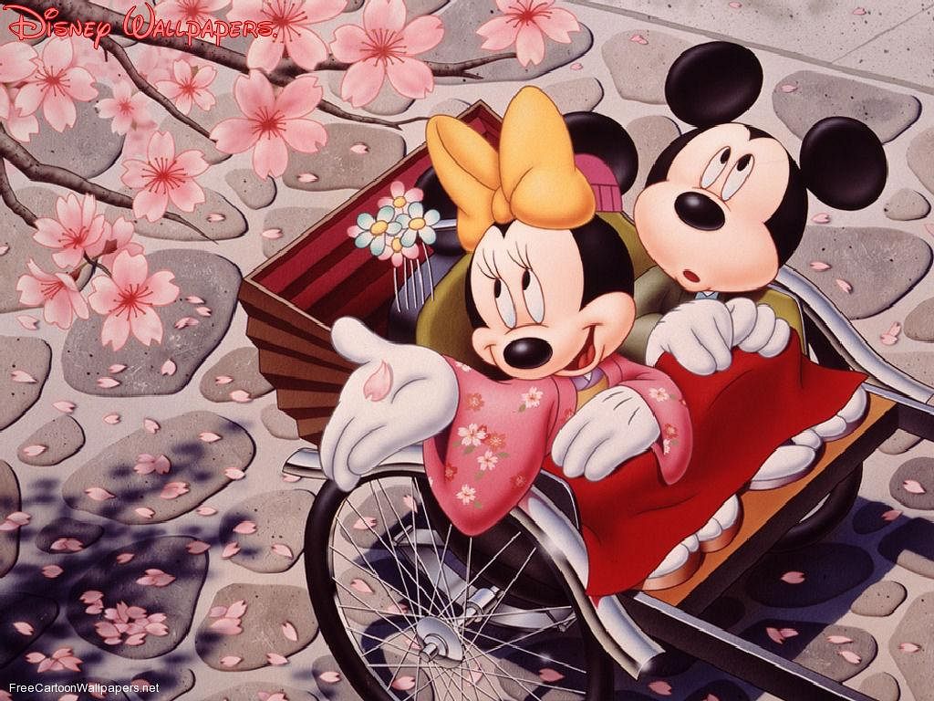 Romantic Mickey And Minnie Mouse - HD Wallpaper 