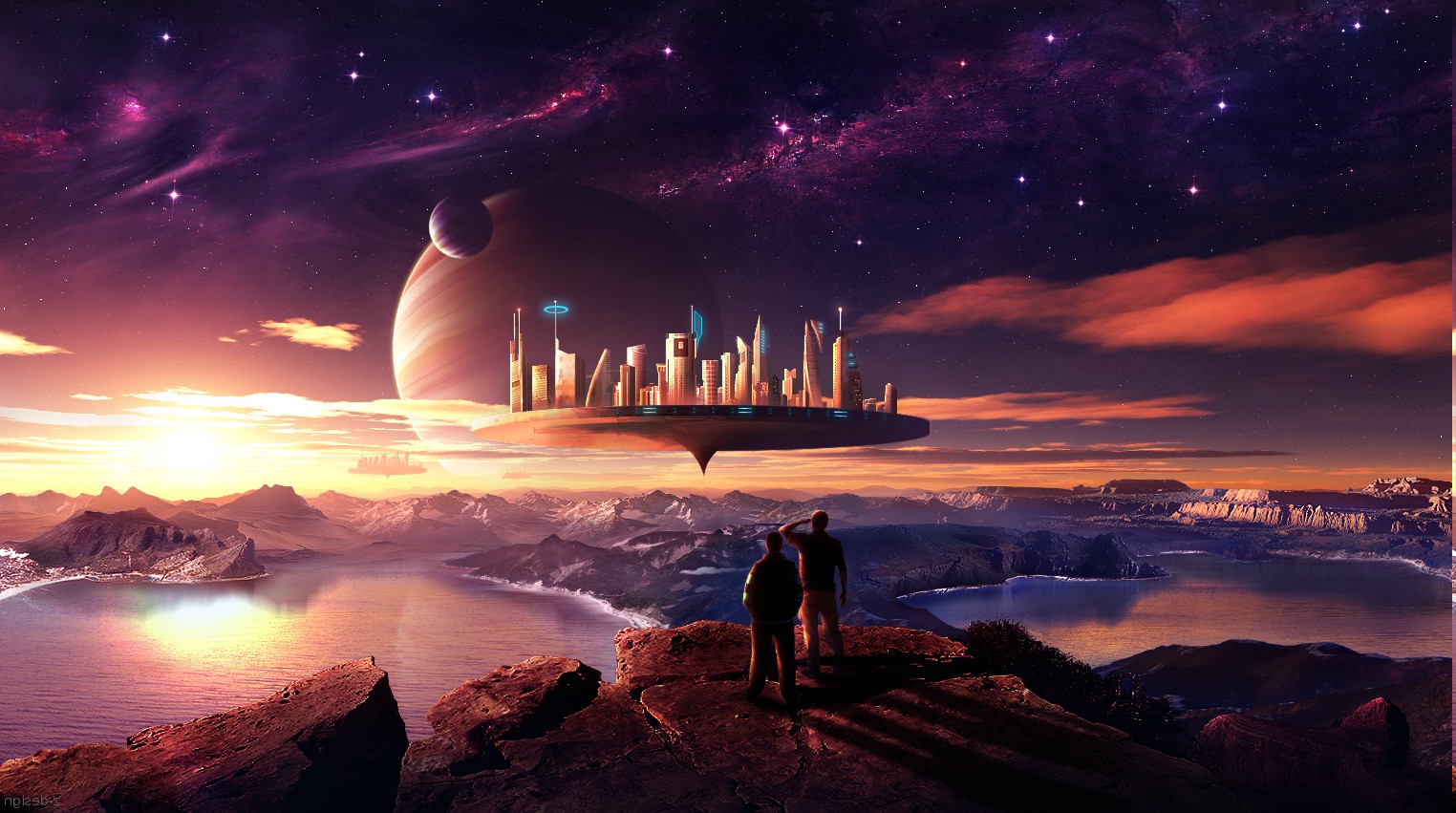 Fantasy Space Planets Art - HD Wallpaper 