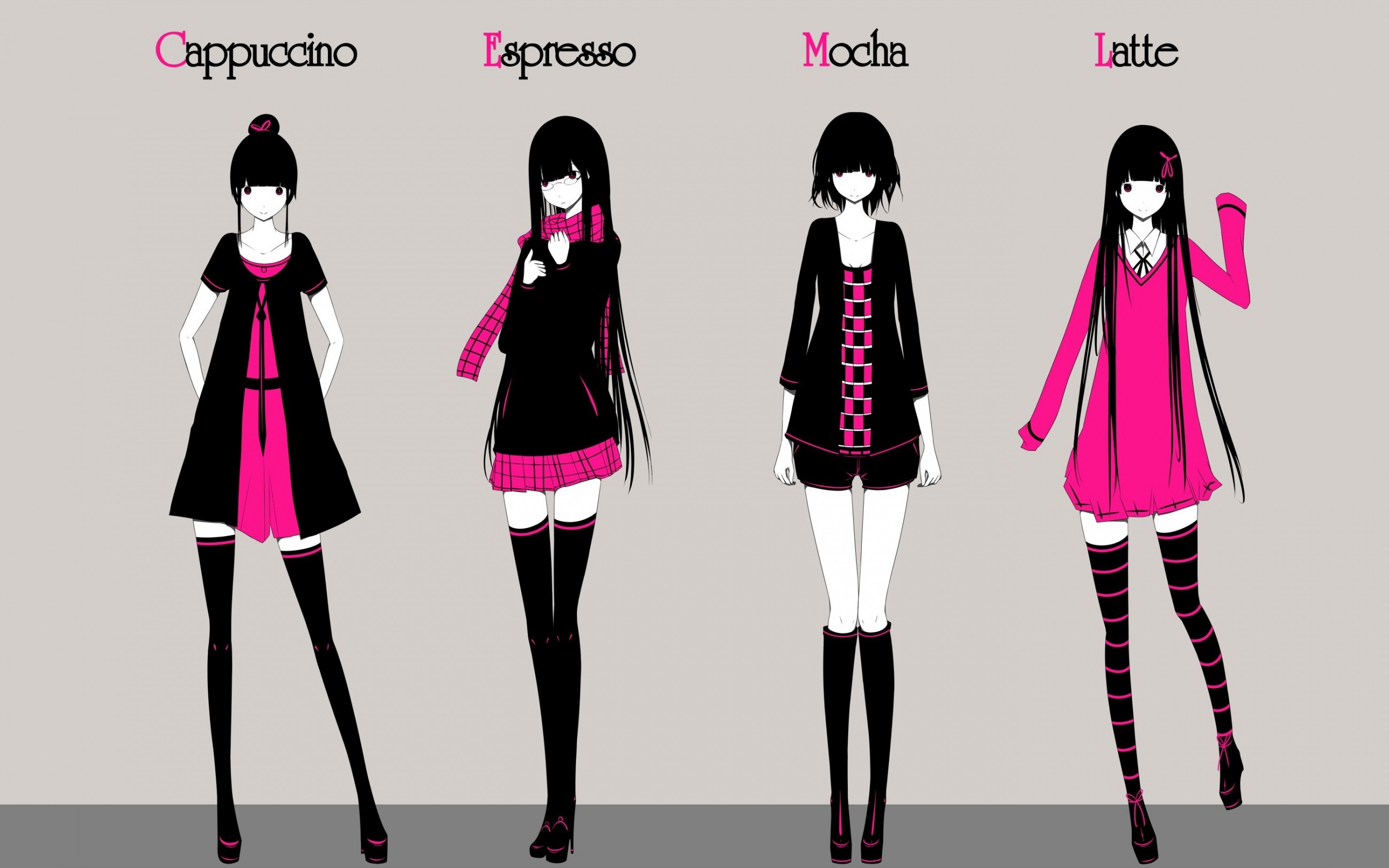 Anime Fashion Style For Girls Wallpaper Download Hd - Anime Cute Black Pink  - 2600x1625 Wallpaper 