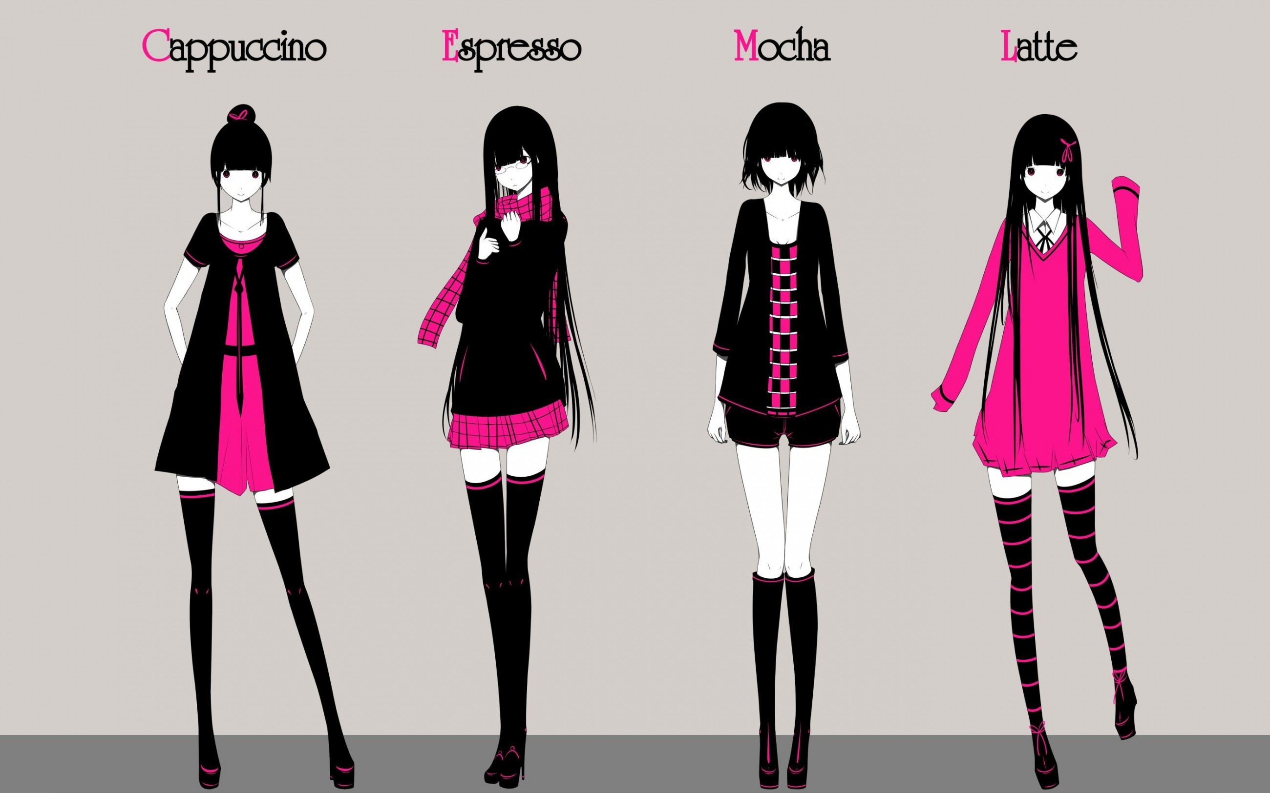 Anime Fashion Style For Girls Wallpaper Download Hd - Anime Cute Black Pink - HD Wallpaper 