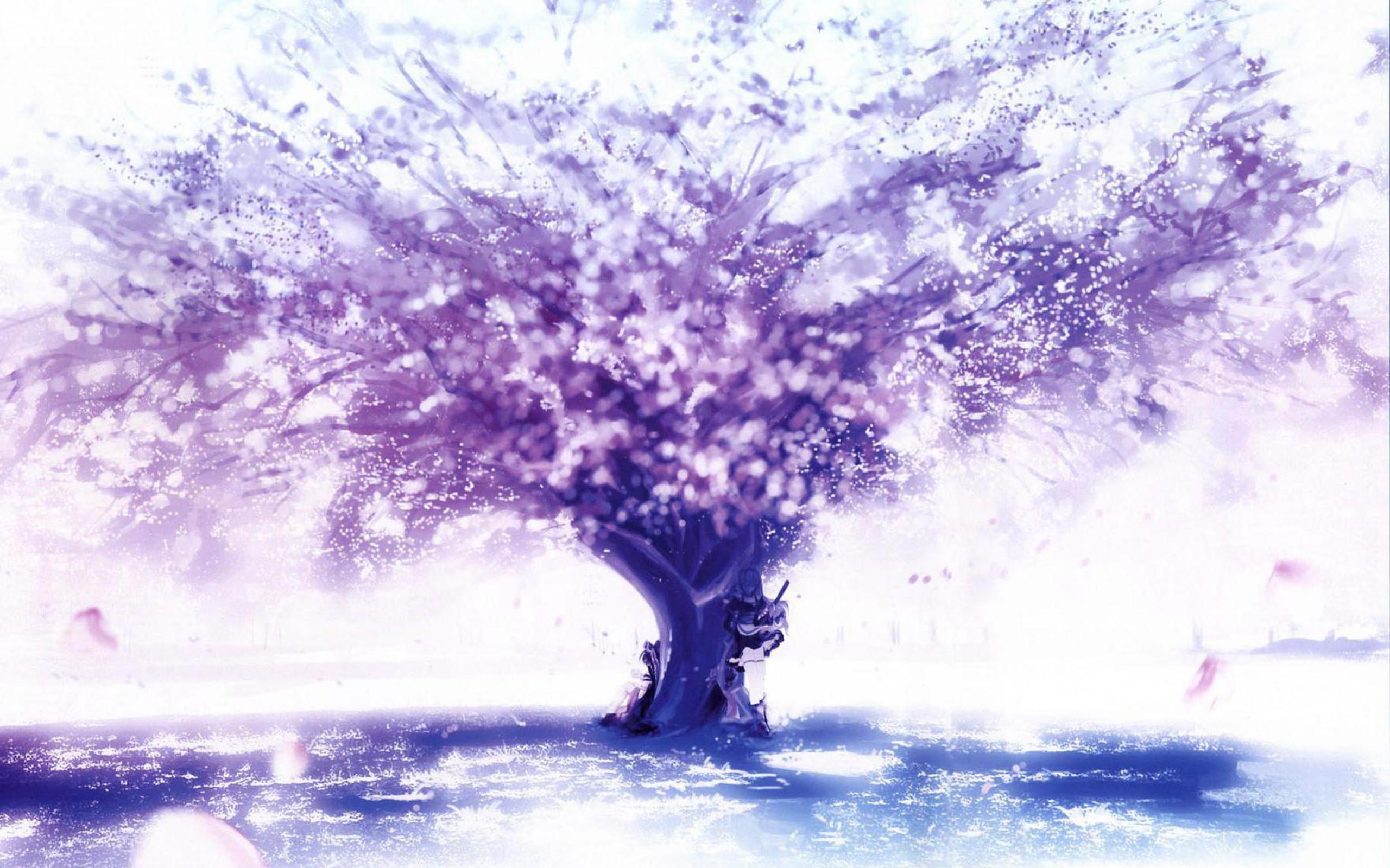 Anime Cherry Blossom Tree Background - HD Wallpaper 