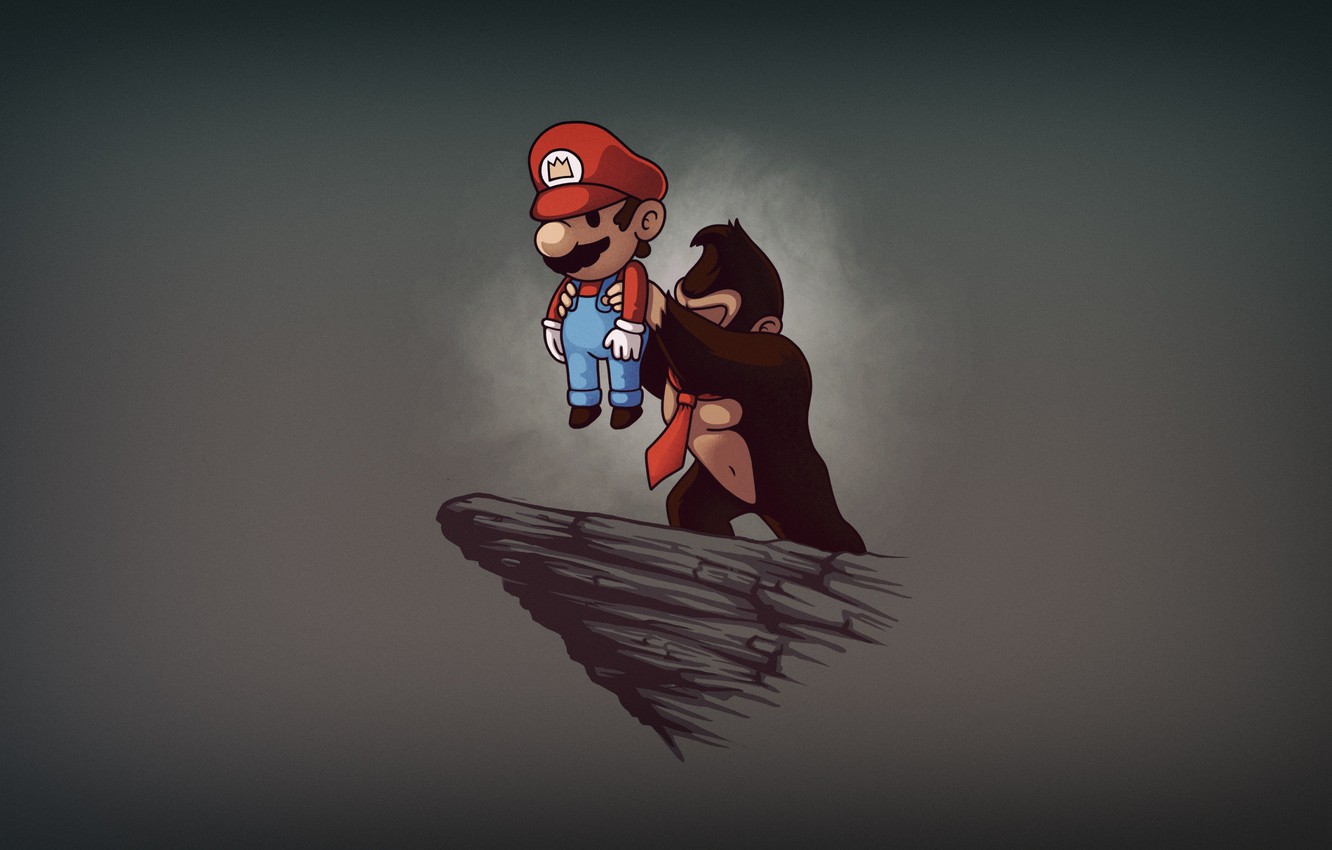 Photo Wallpaper Minimalism, Figure, Mario, Background, - Donkey Kong - HD Wallpaper 